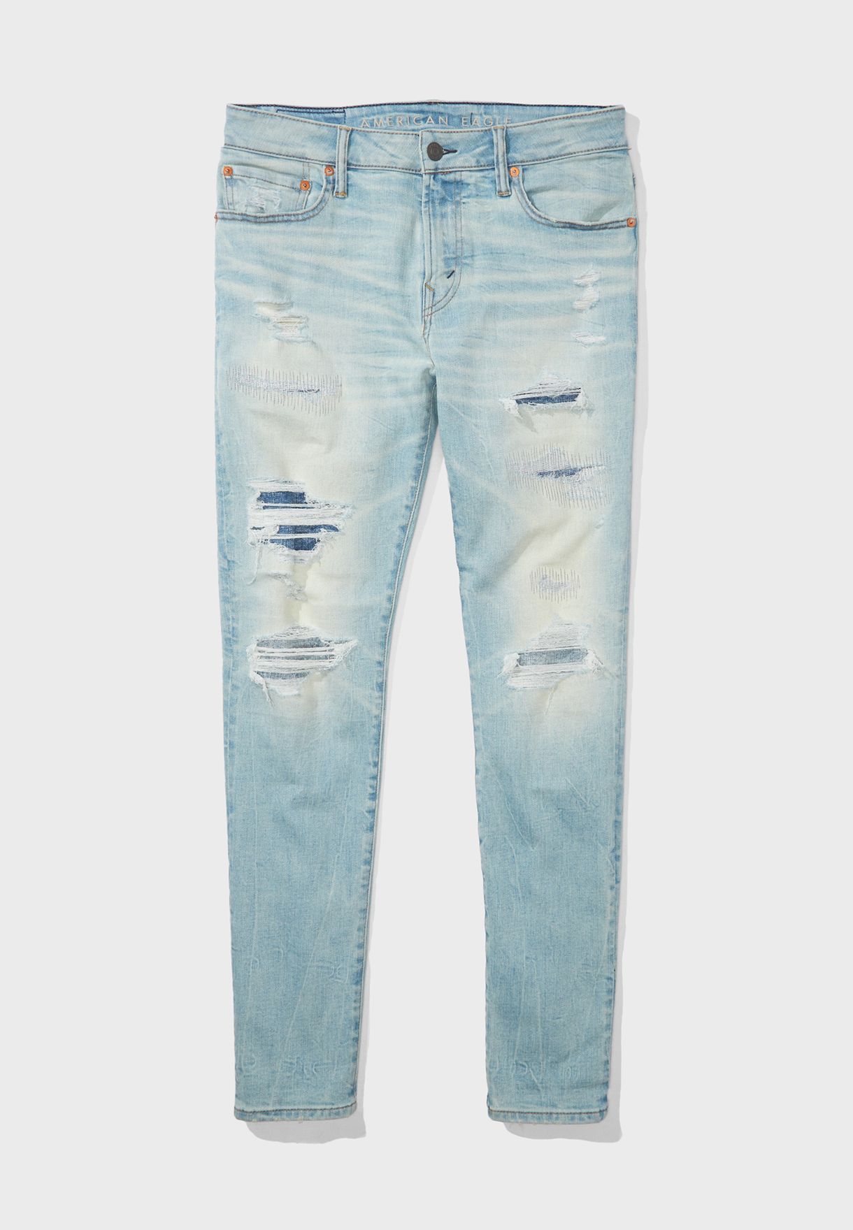 Light Wash Distressed Skinny Fit Jeans
