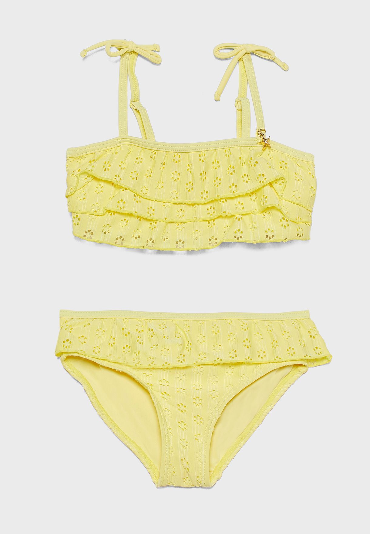 yellow ruffle swimsuit