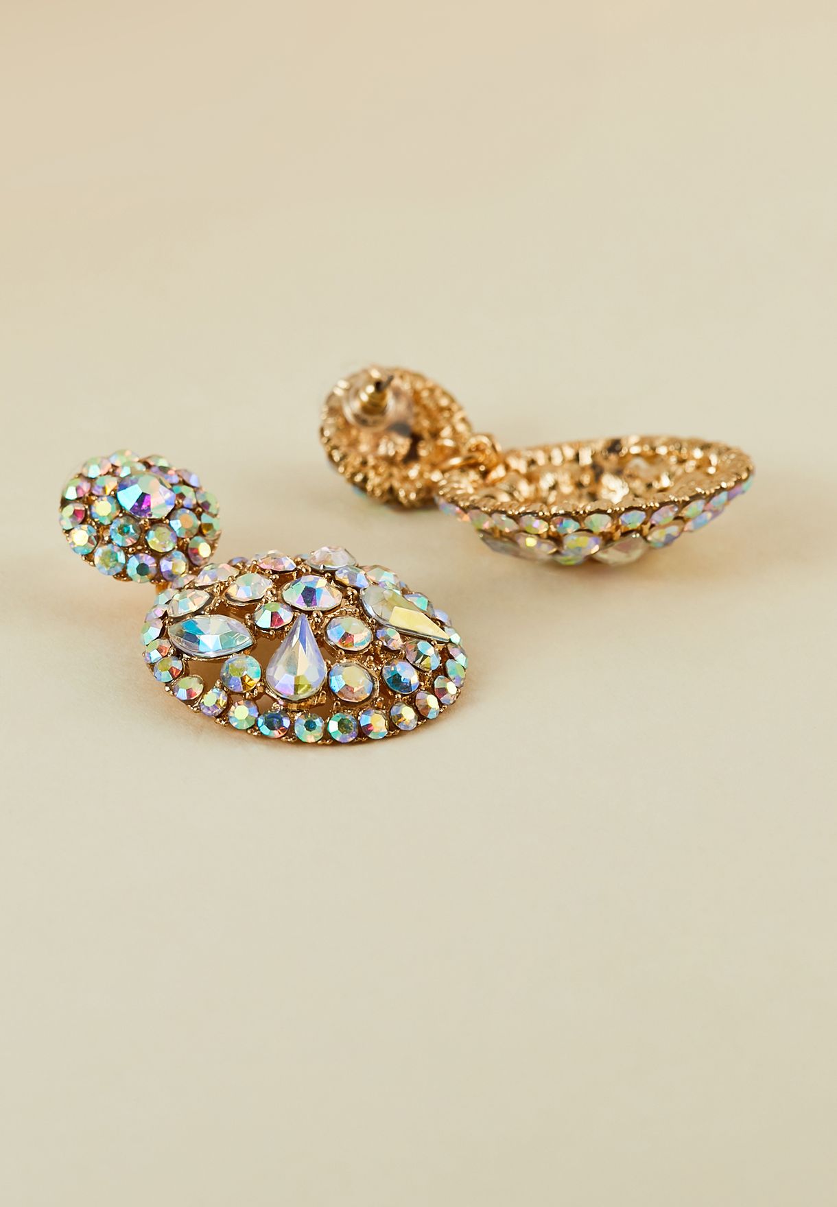 Iridescent Jewel Circle Drop Earrings 