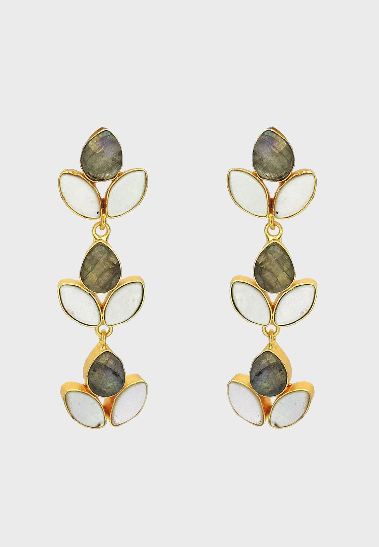 Labradorite Vine Embellished Drop Earrings