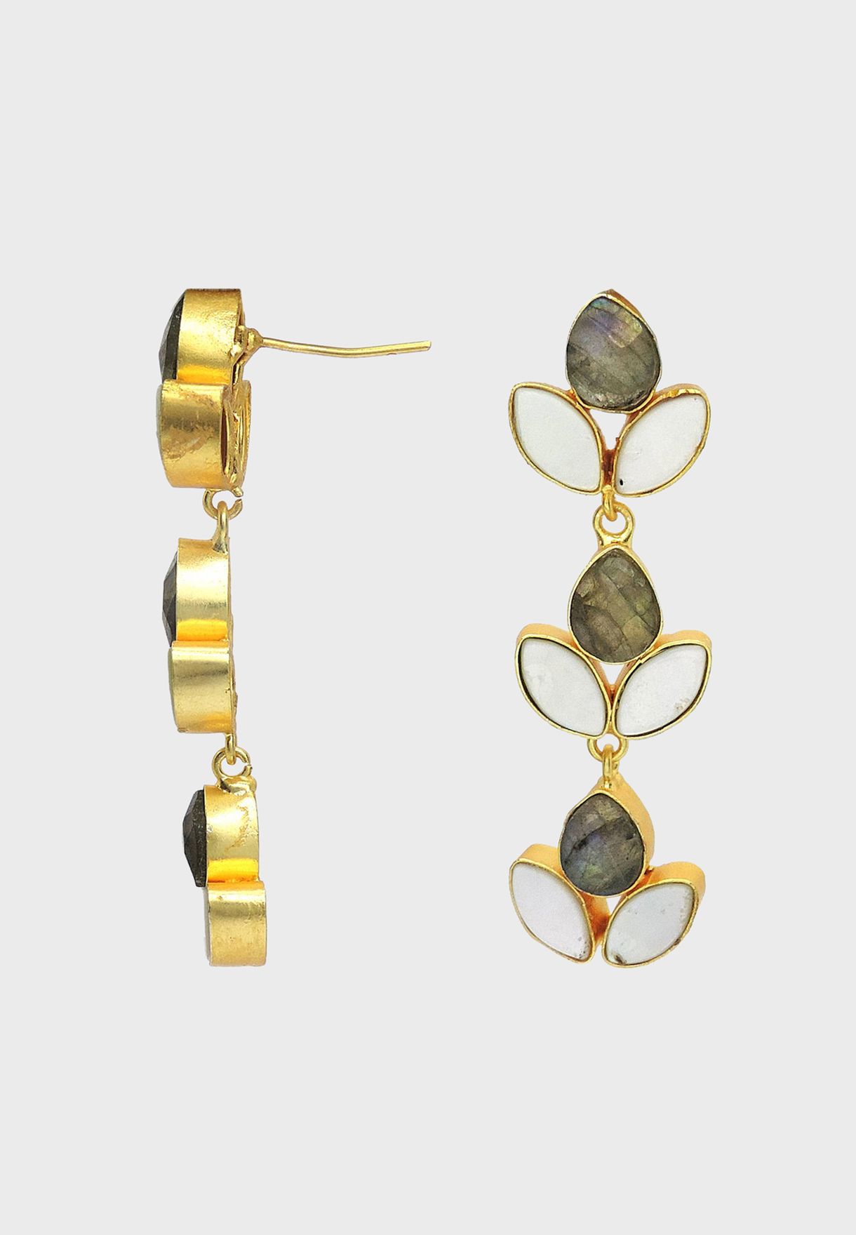 Labradorite Vine Embellished Drop Earrings