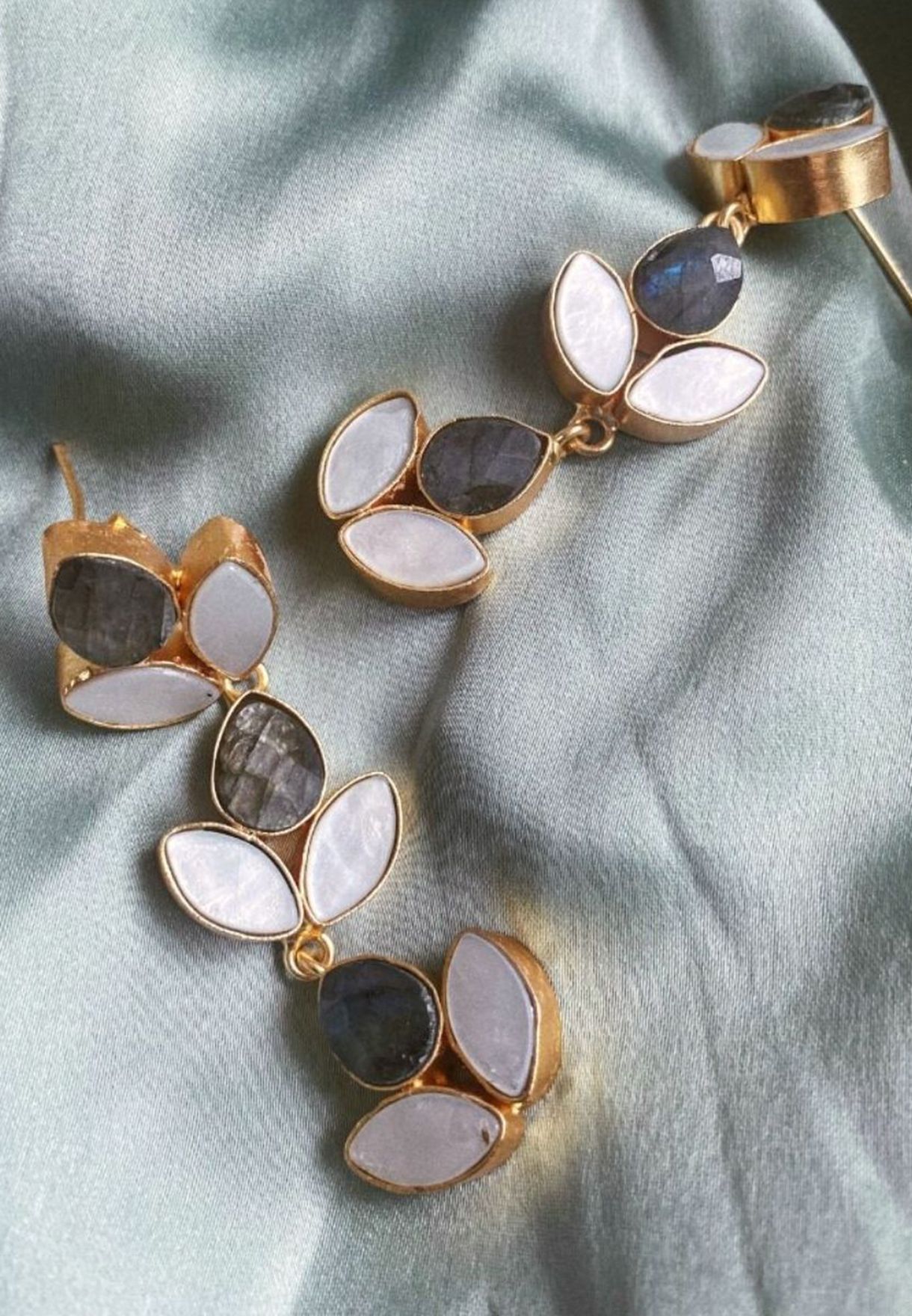 Labradorite Vine Embellished Drop Earrings
