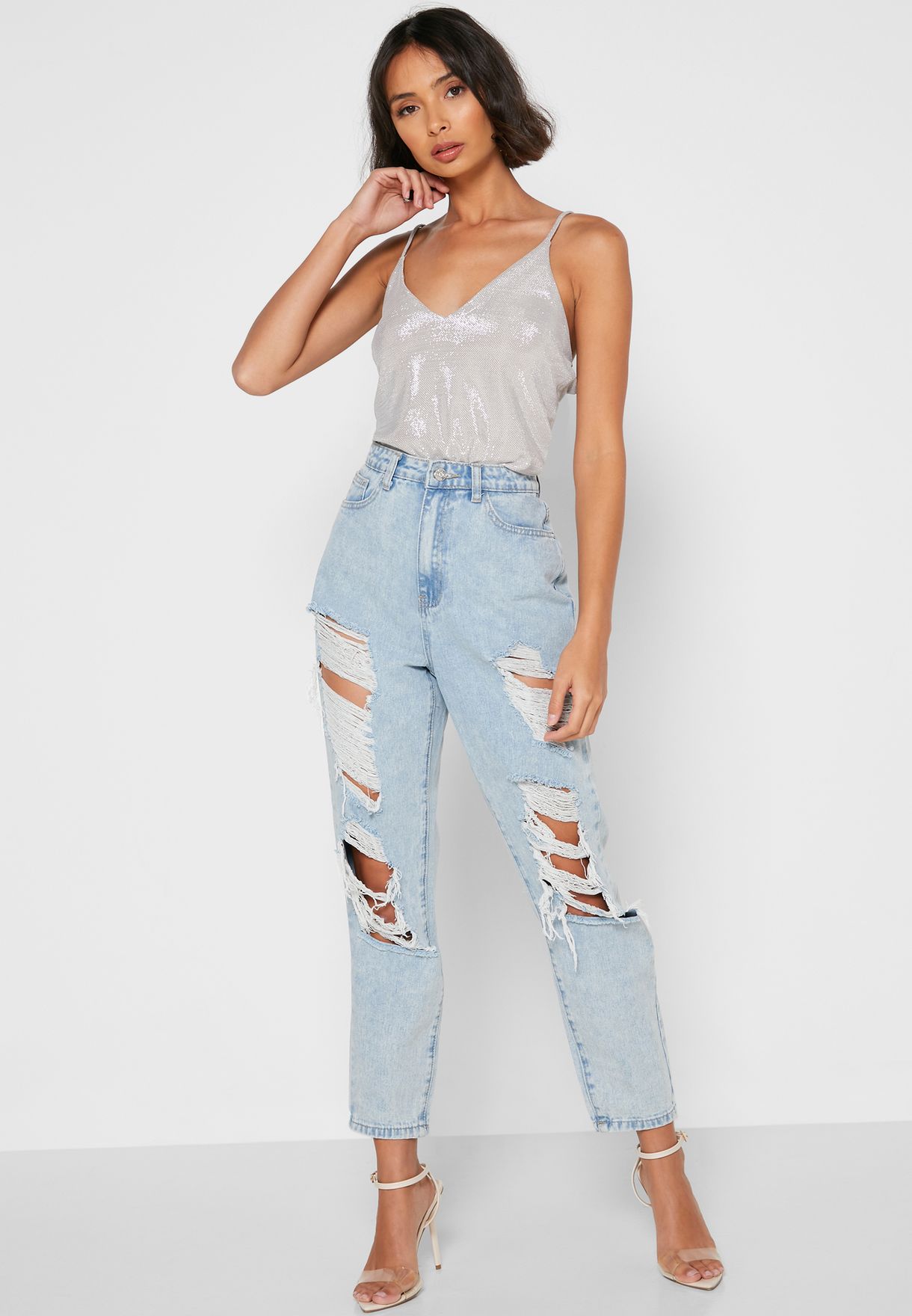 light ripped mom jeans