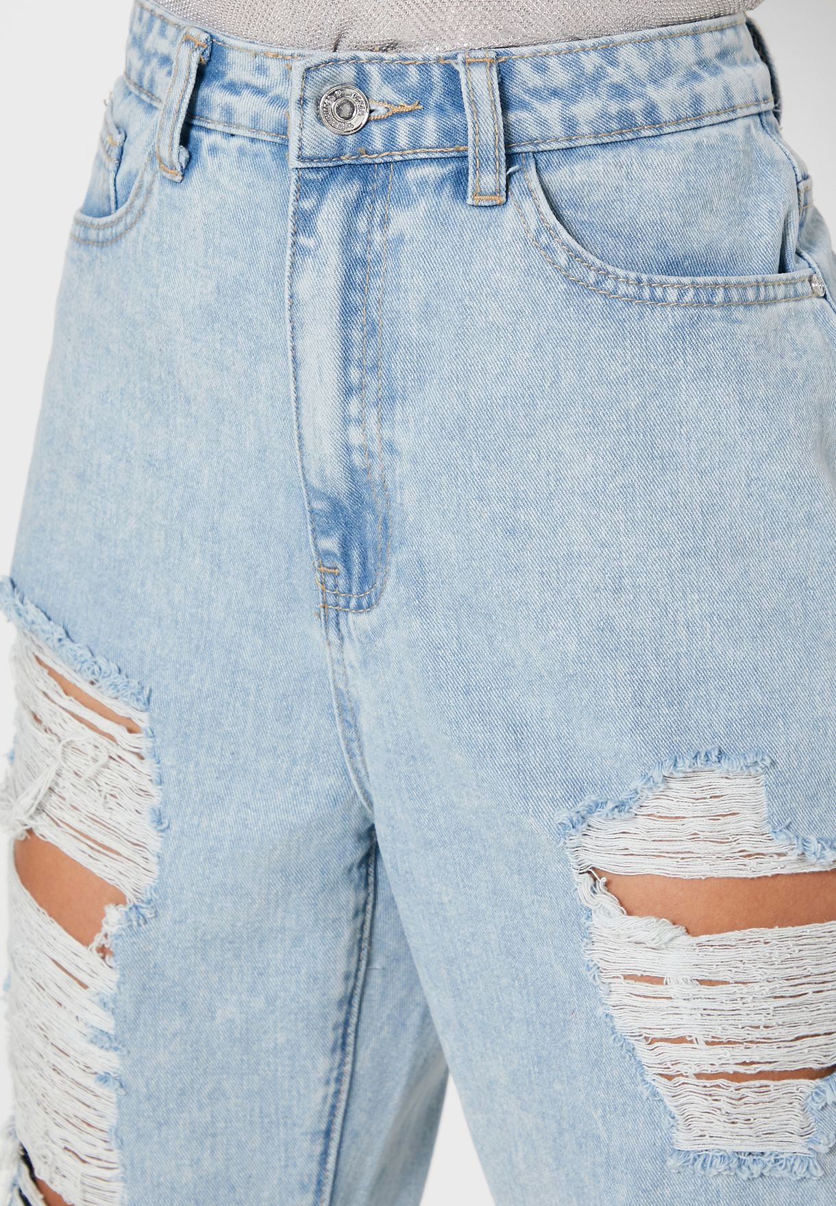 light wash ripped mom jeans