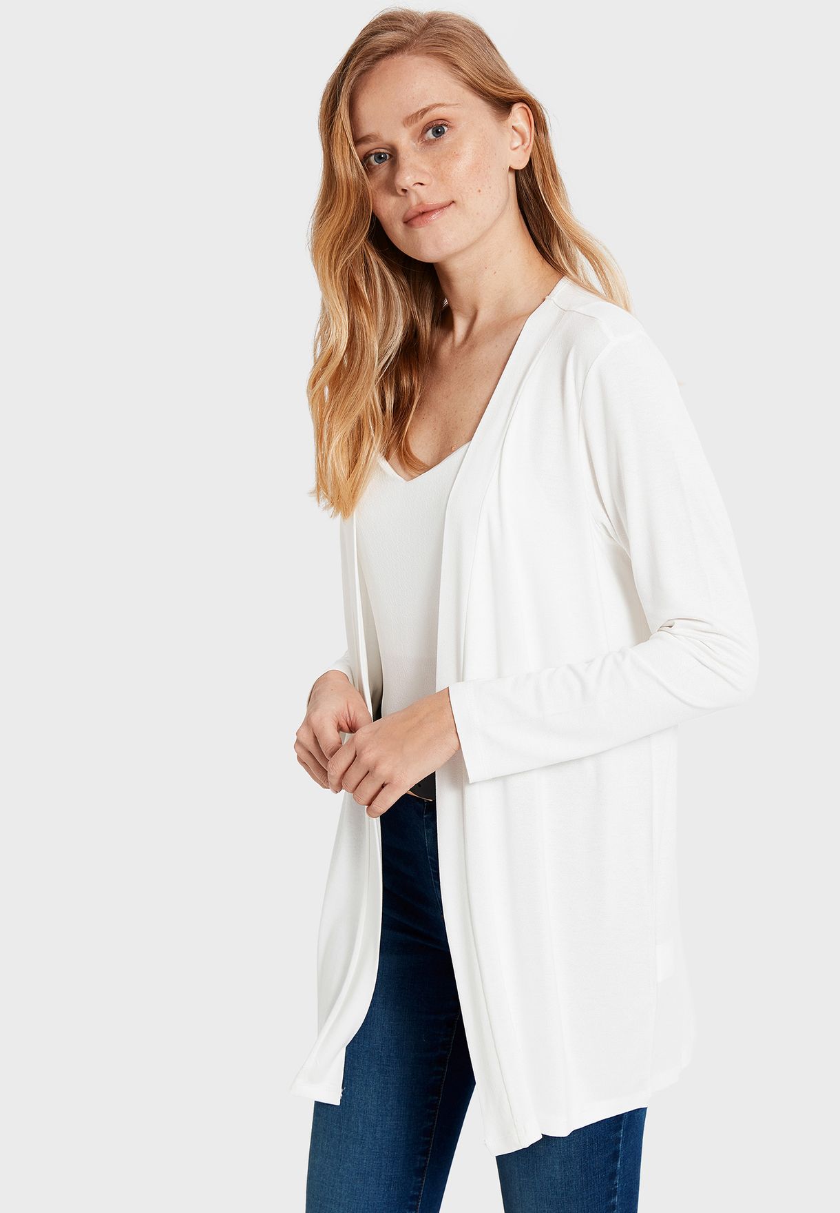 white longline cardigan