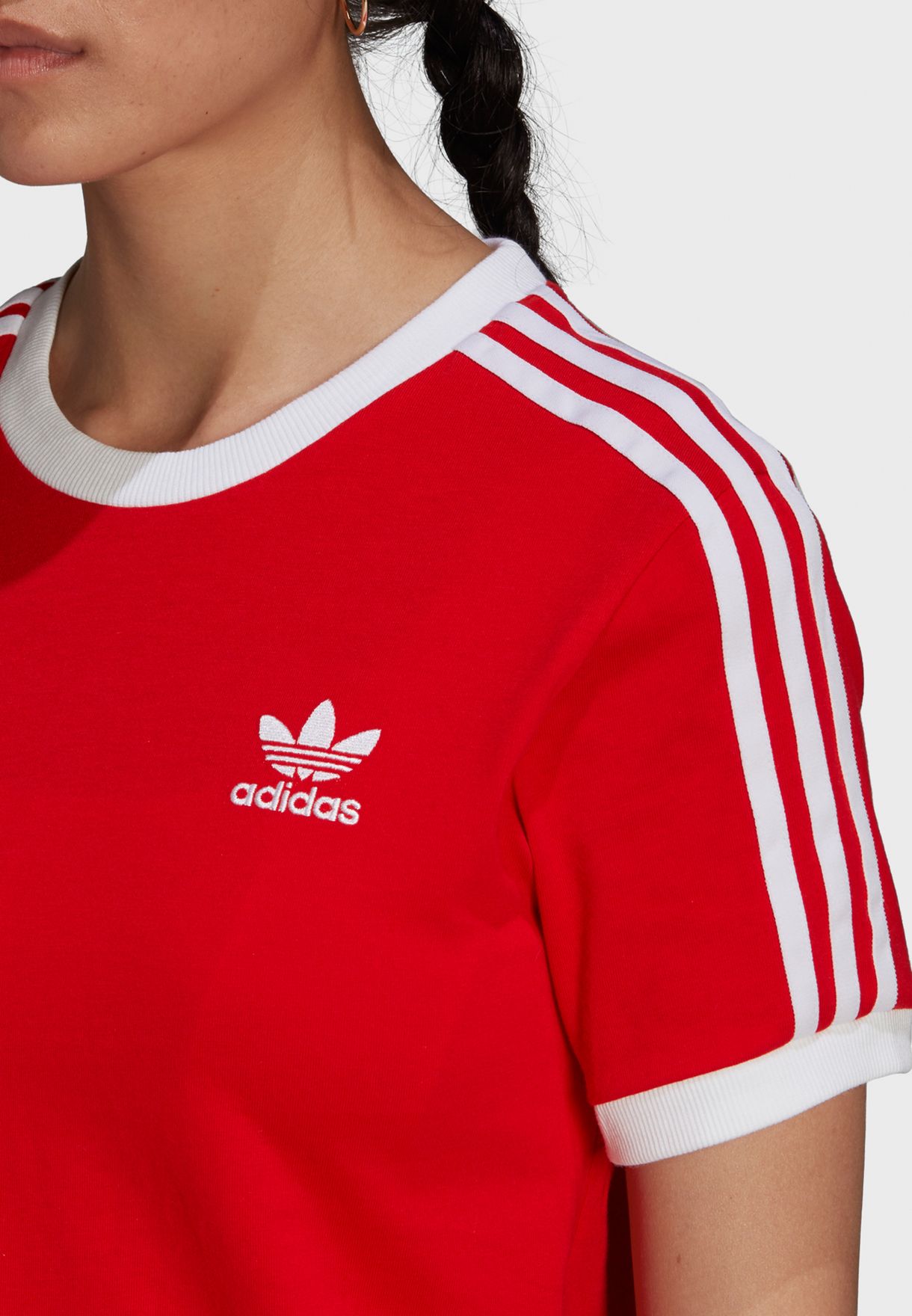 adidas originals 3 stripe t shirt red