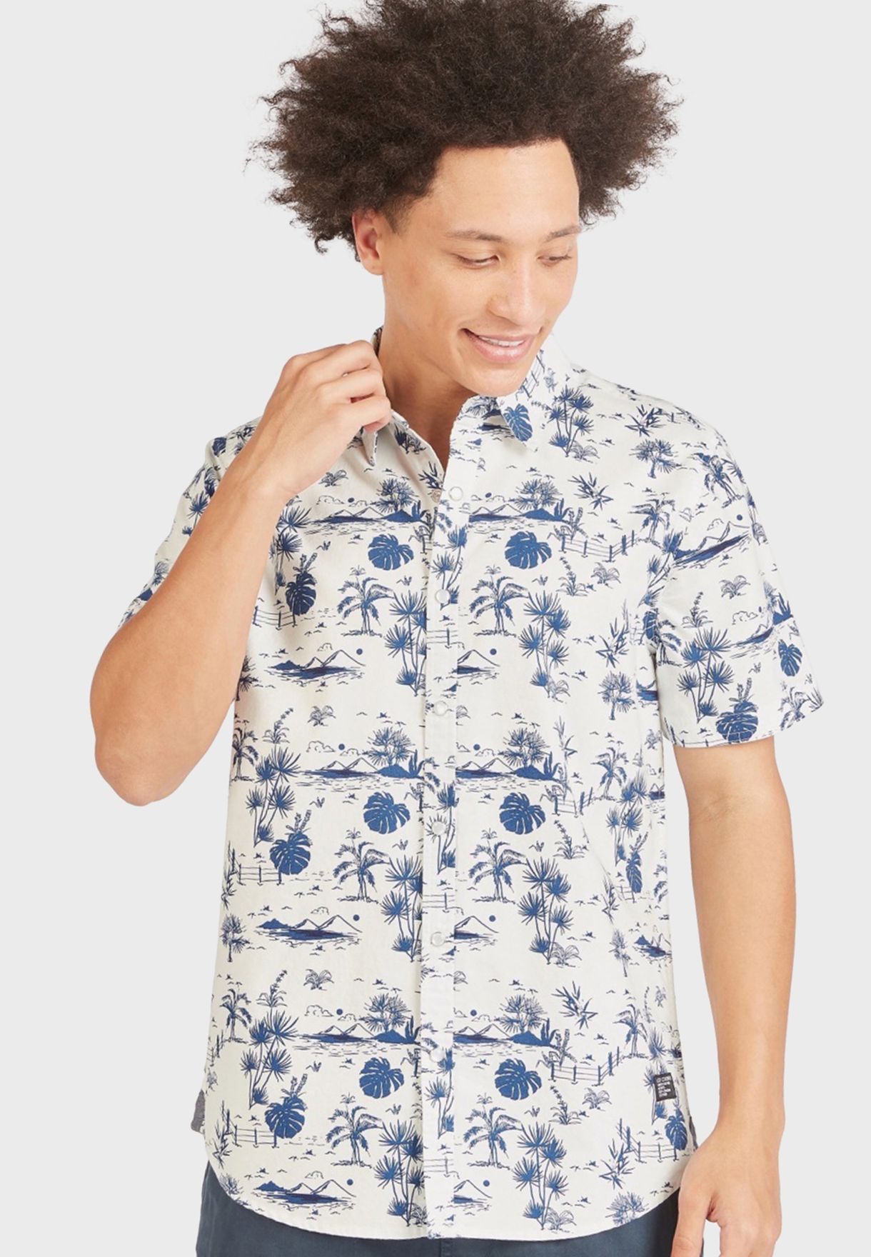 Tropical Print Regular Fit Shirt