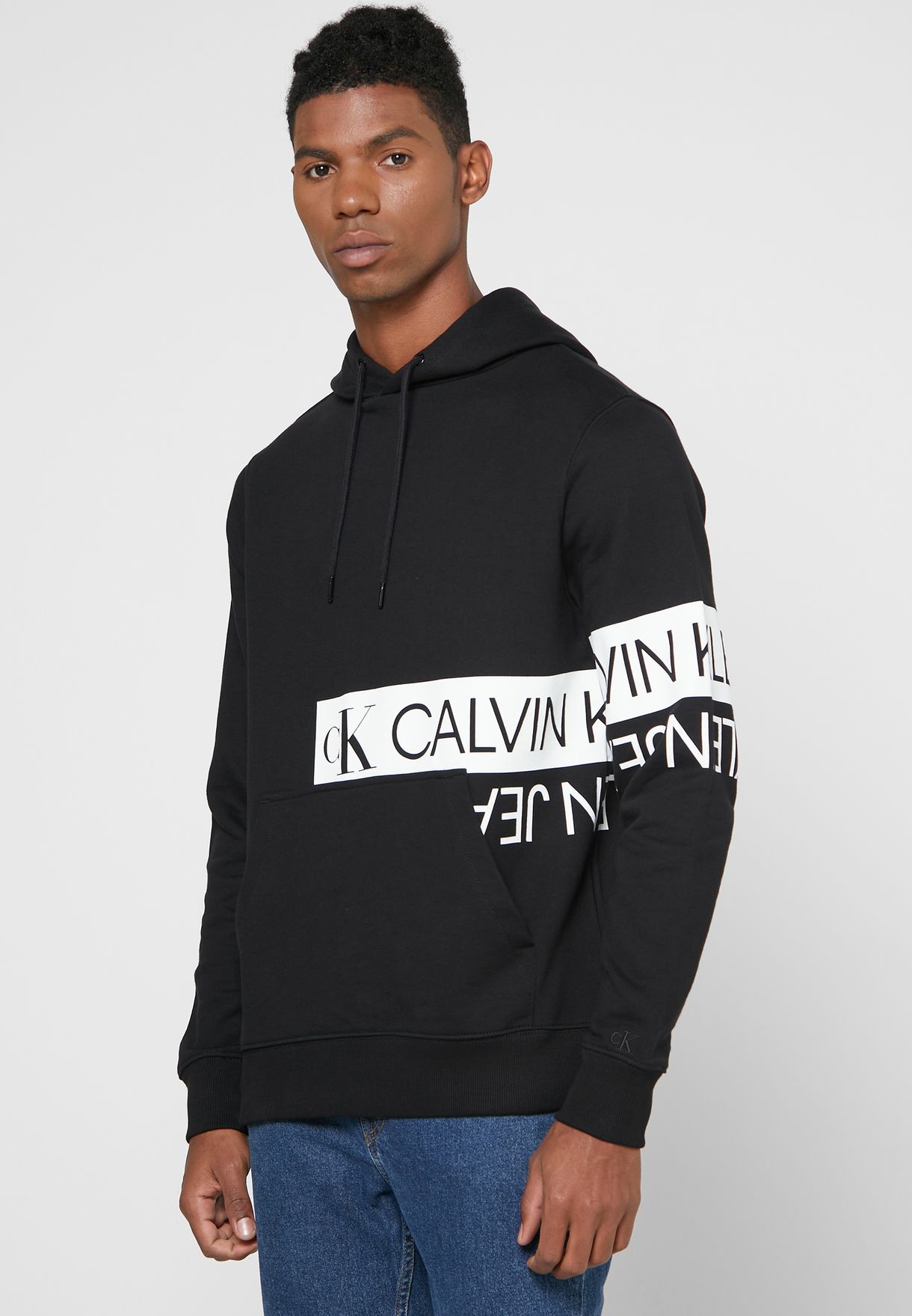 calvin klein mirrored logo hoodie