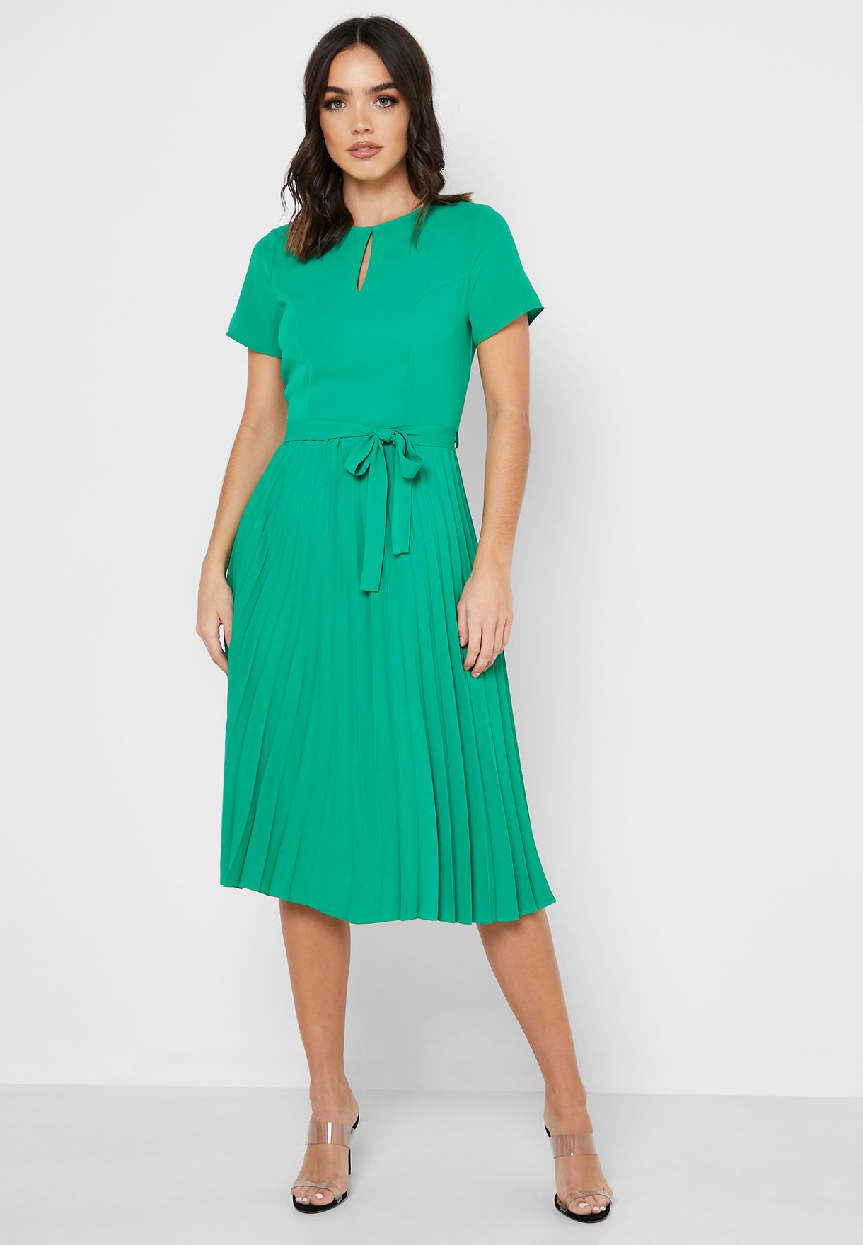 dorothy perkins green pleated dress