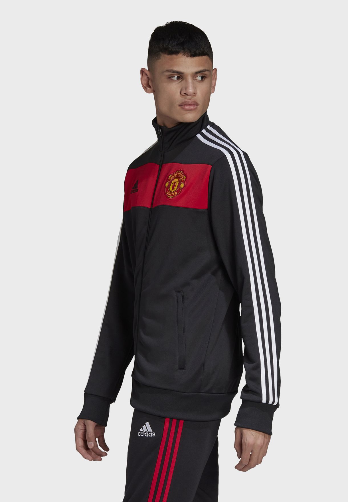Buy adidas black Manchester United 3 Stripe Track Jacket for Men in