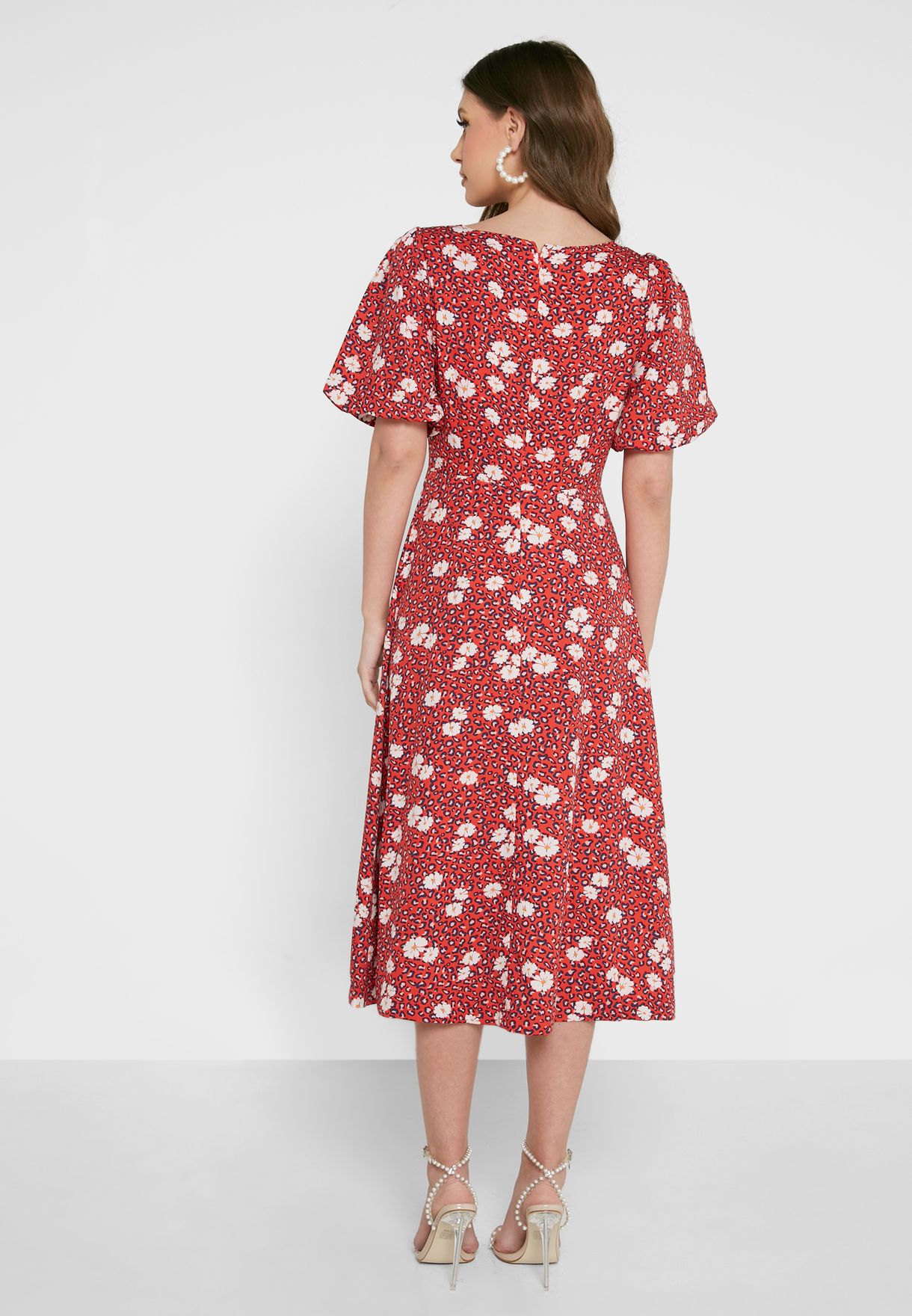Balloon Sleeve Floral Print Dress