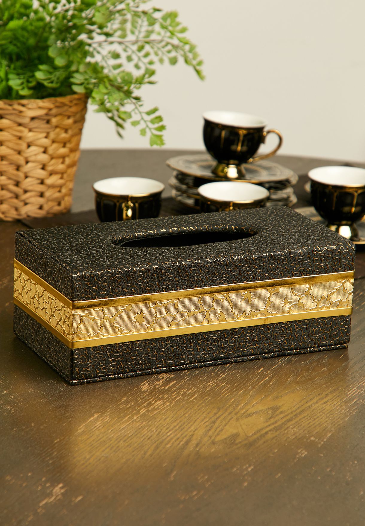 Black & Gold Printed Tissue Box
