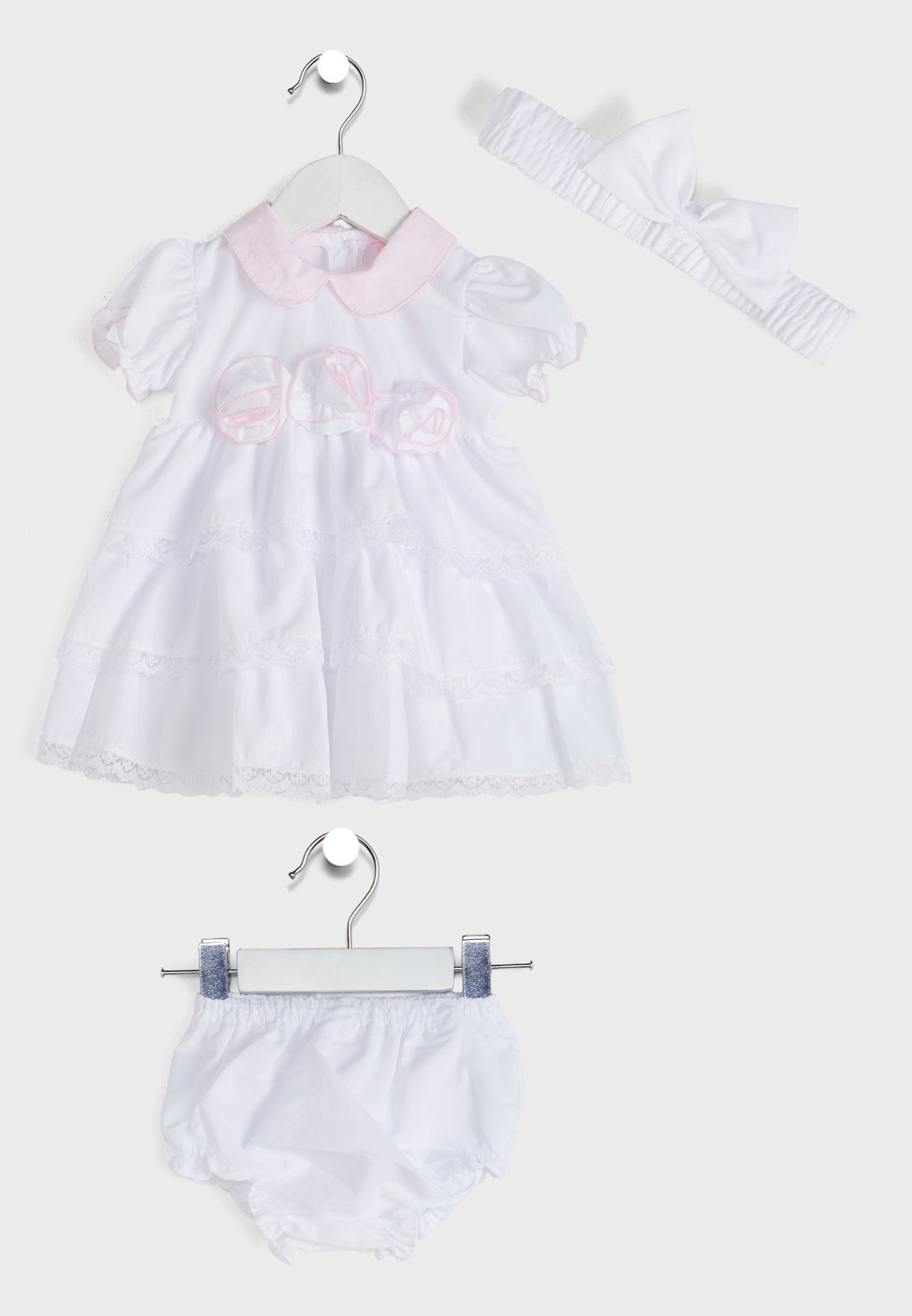 Infant Tiered Dress & Knicker Set With Headband
