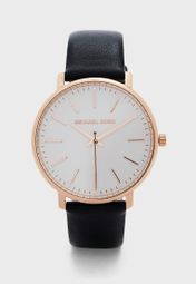 michael kors watch black leather band