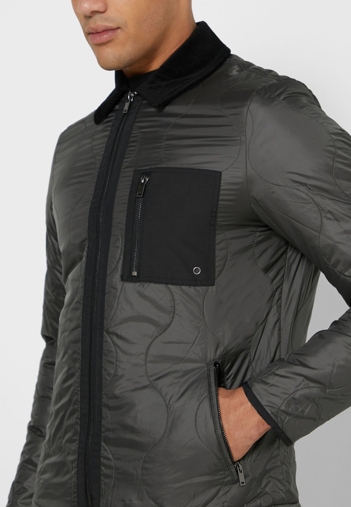 river island mens quilted jacket