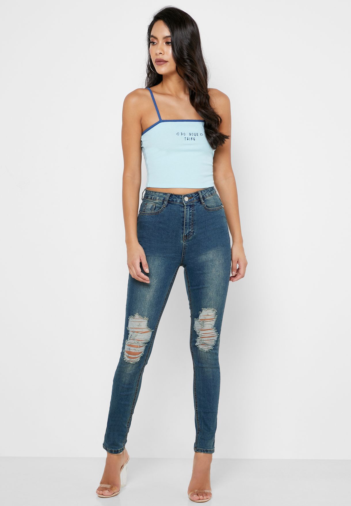 cheap high waisted ripped jeans