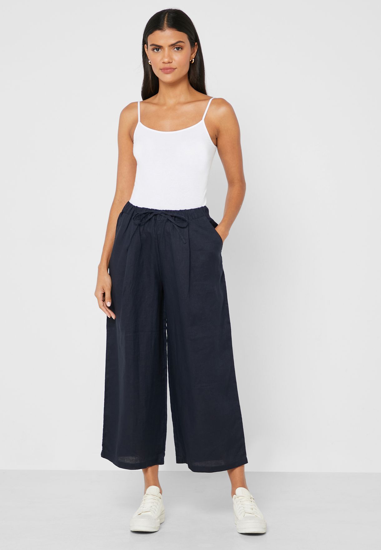 Buy Muji navy Wide Leg Ankle Pants for Women in MENA, Worldwide