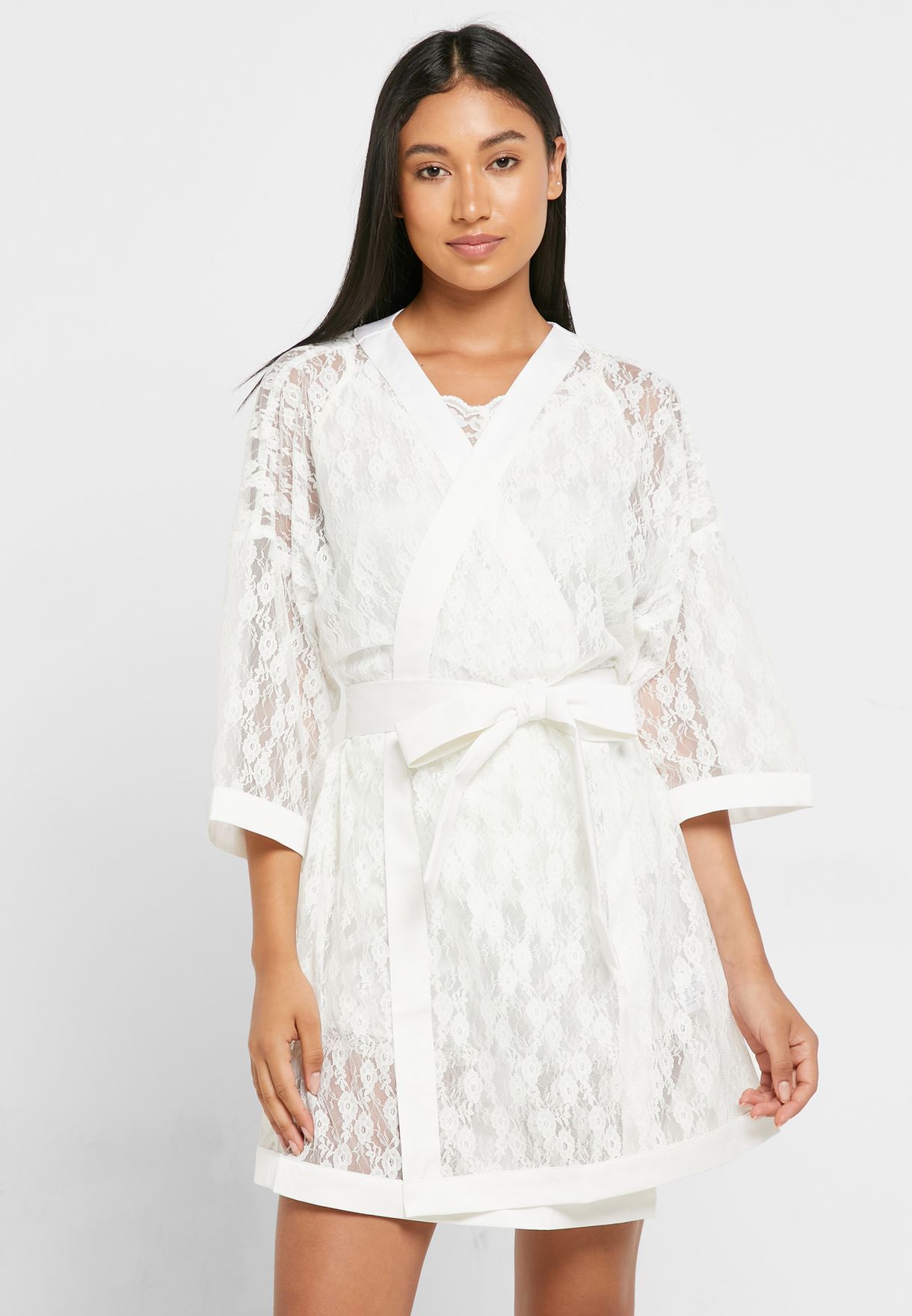 Buy Ella white Lace Robe for Women in MENA, Worldwide