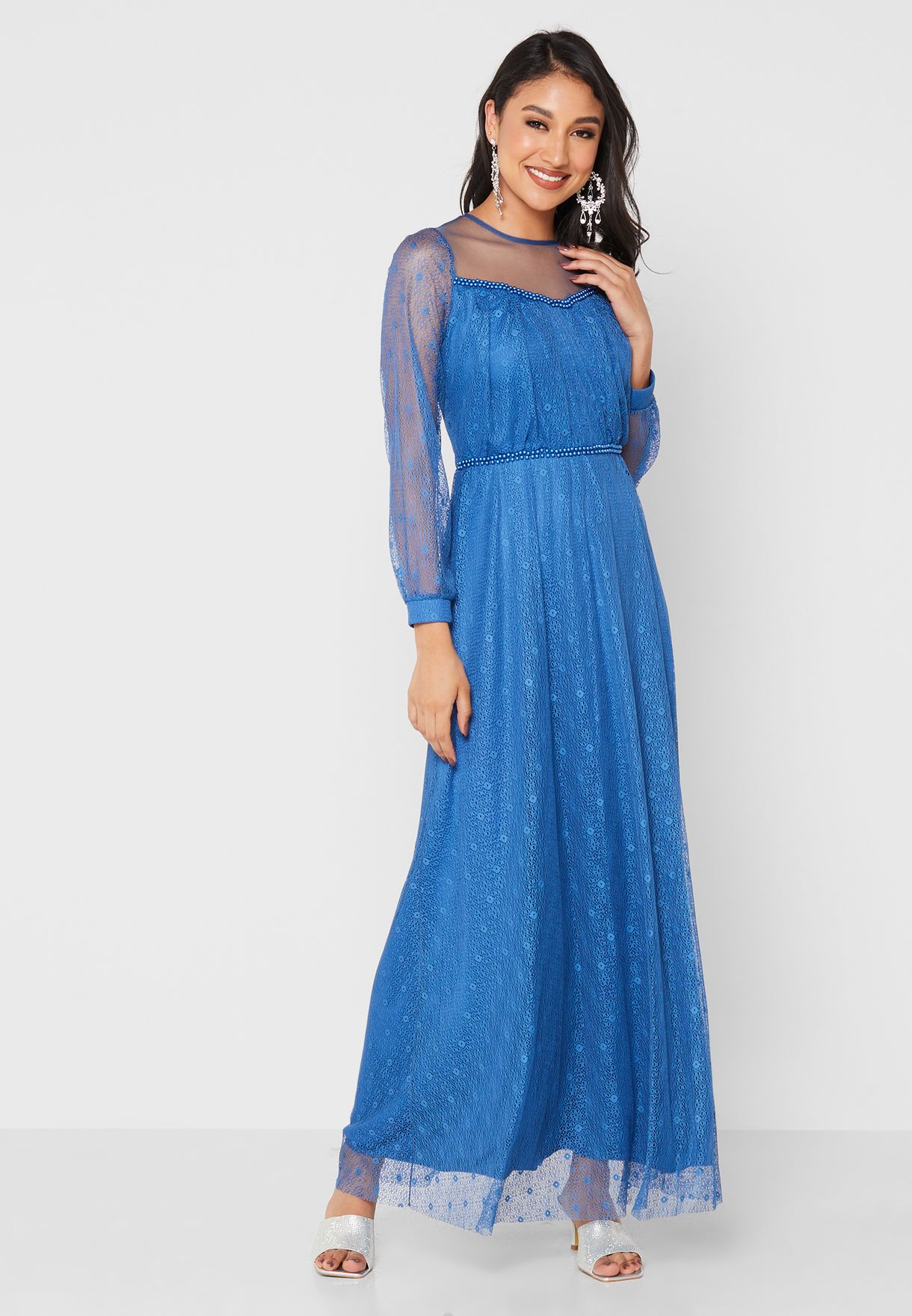 Buy Khizana blue Shimmer Net Gown for Women in Riyadh, Jeddah