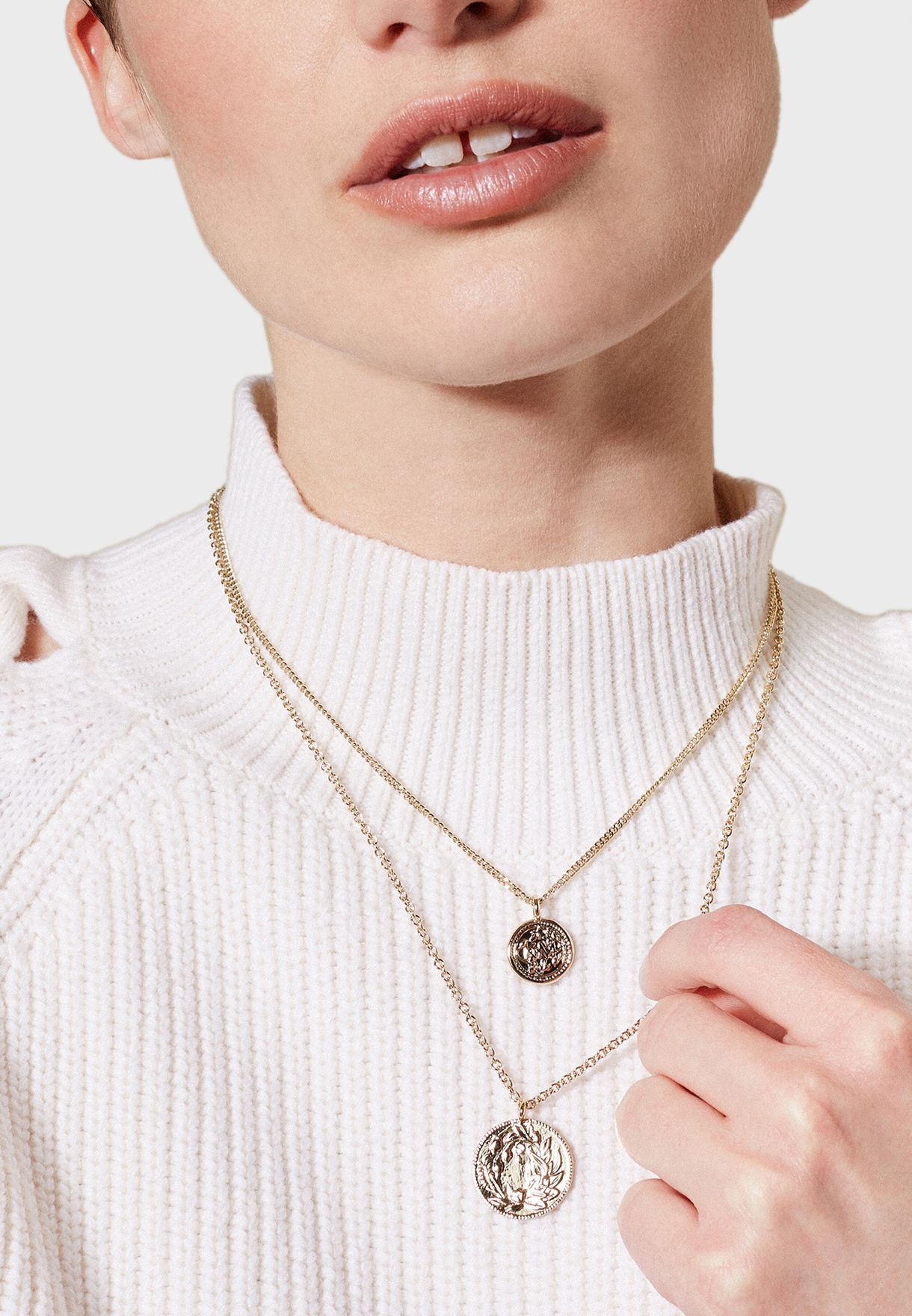 double layered coin necklace