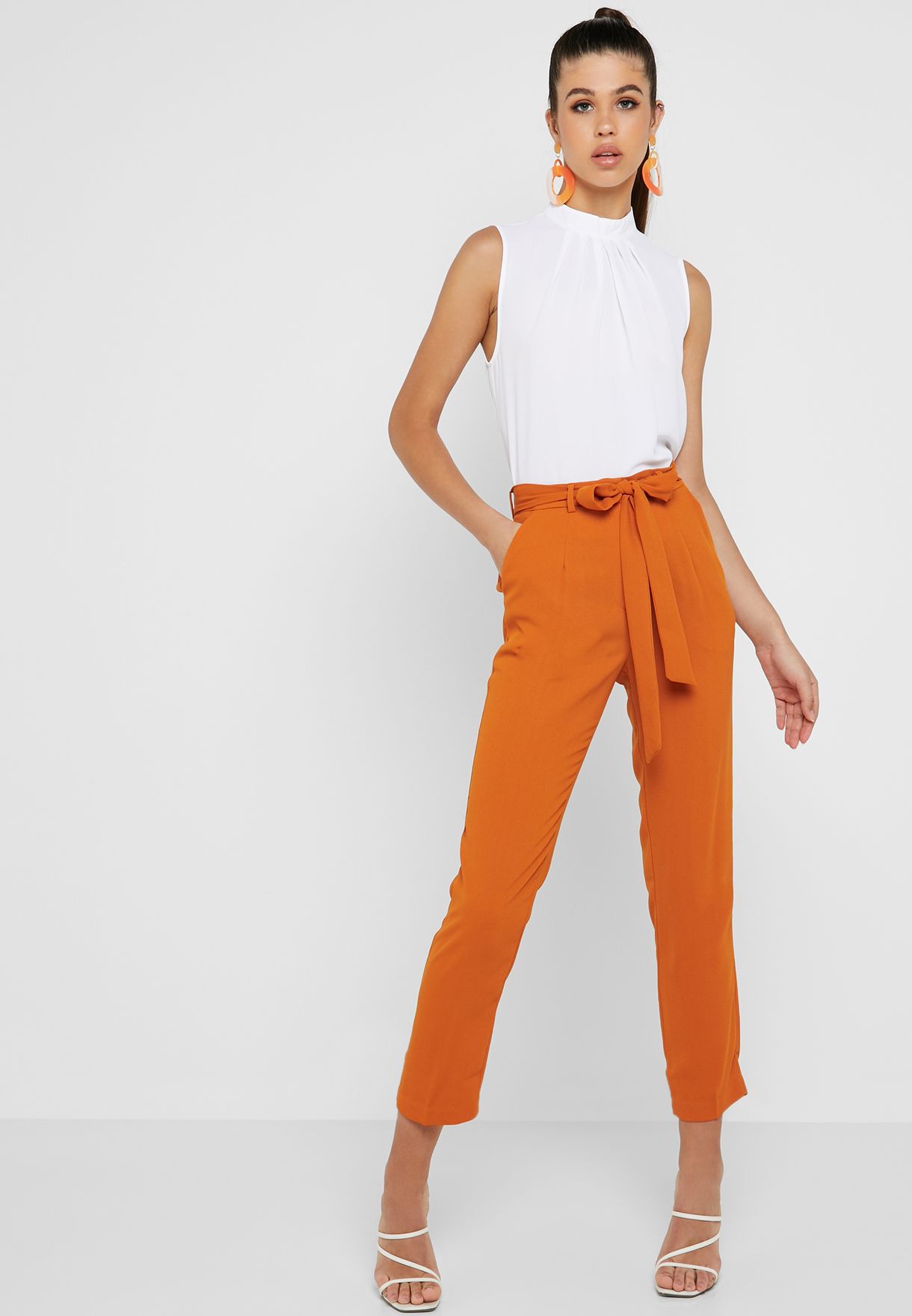 orange high waisted pants