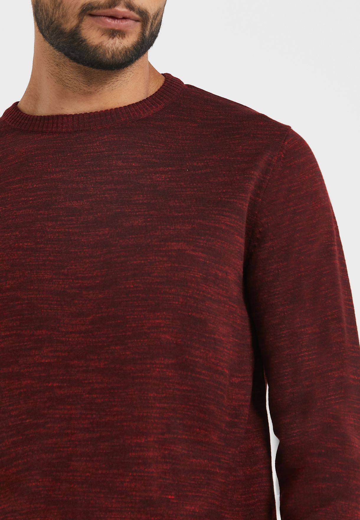 Texture Knit Crew Neck Sweater