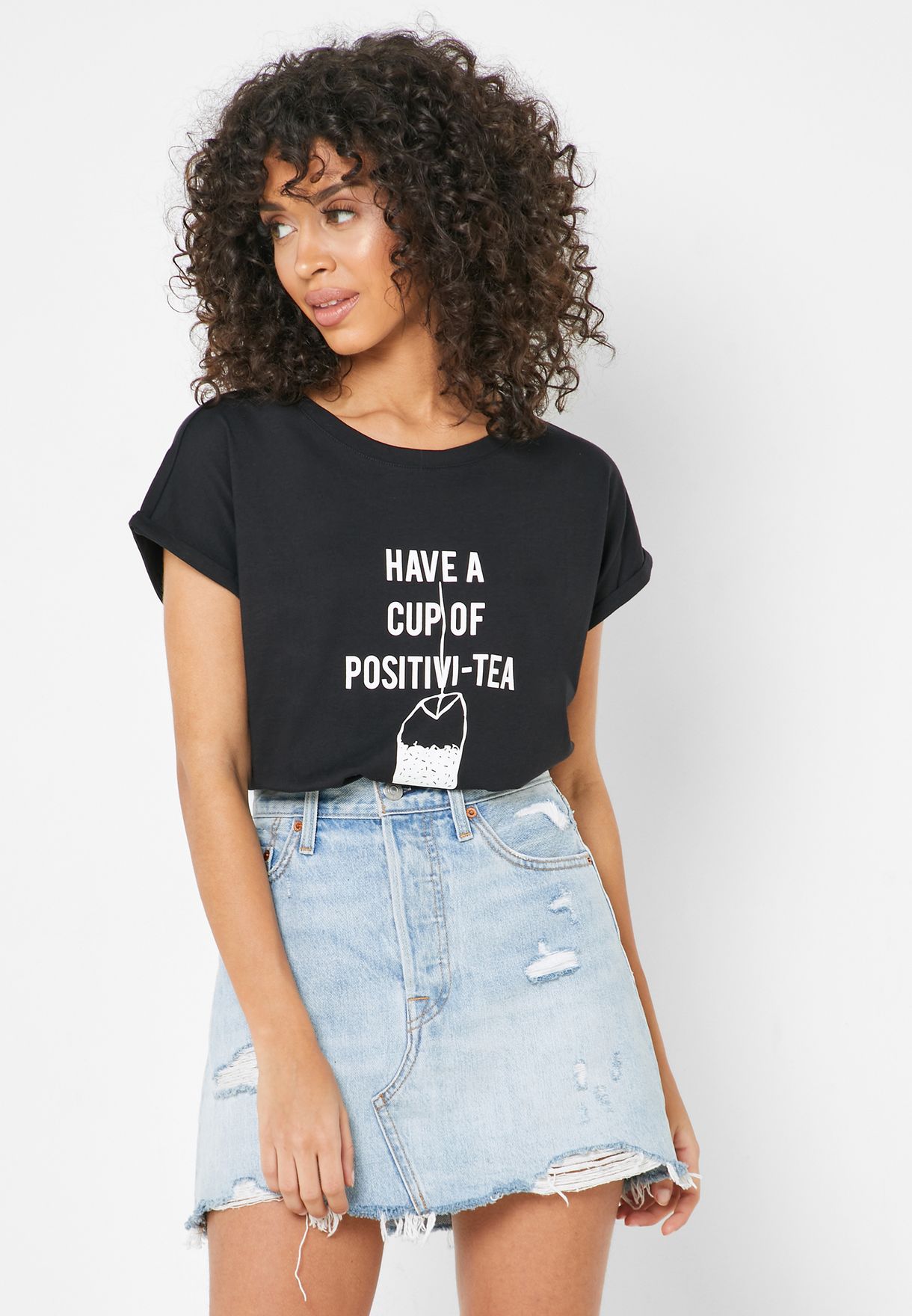 Moda black Crew Neck T-Shirt for Women in MENA, Worldwide