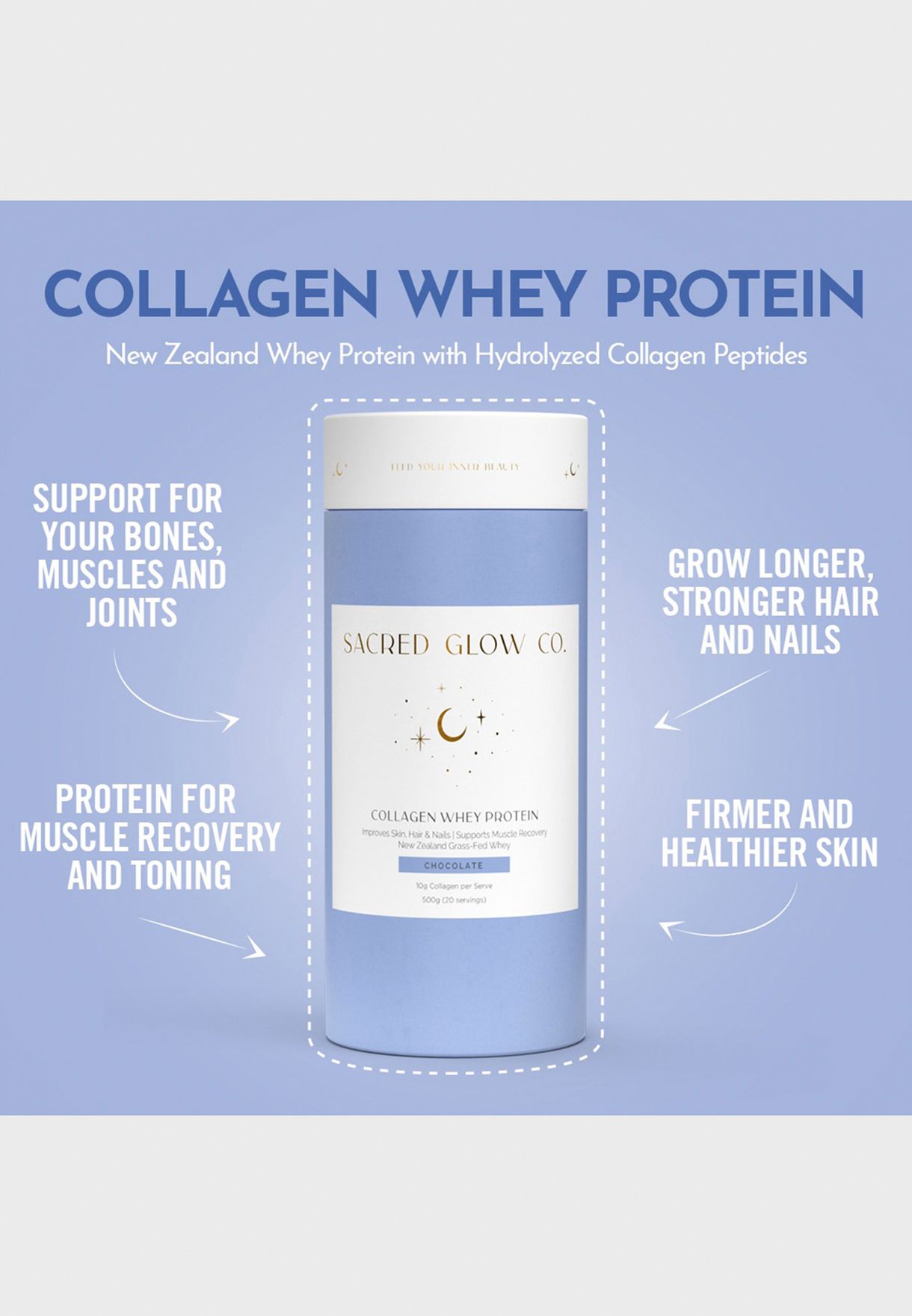 Collagen Whey Protein - Natural Chocolate Flavour (20 Servings)