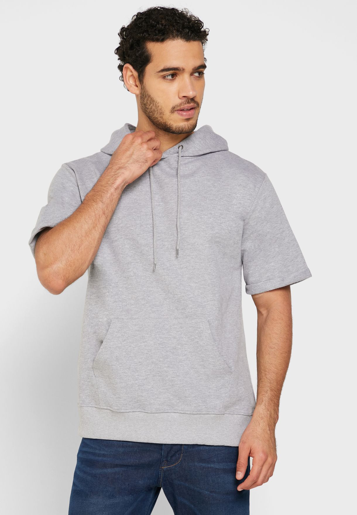 grey short sleeve sweatshirt