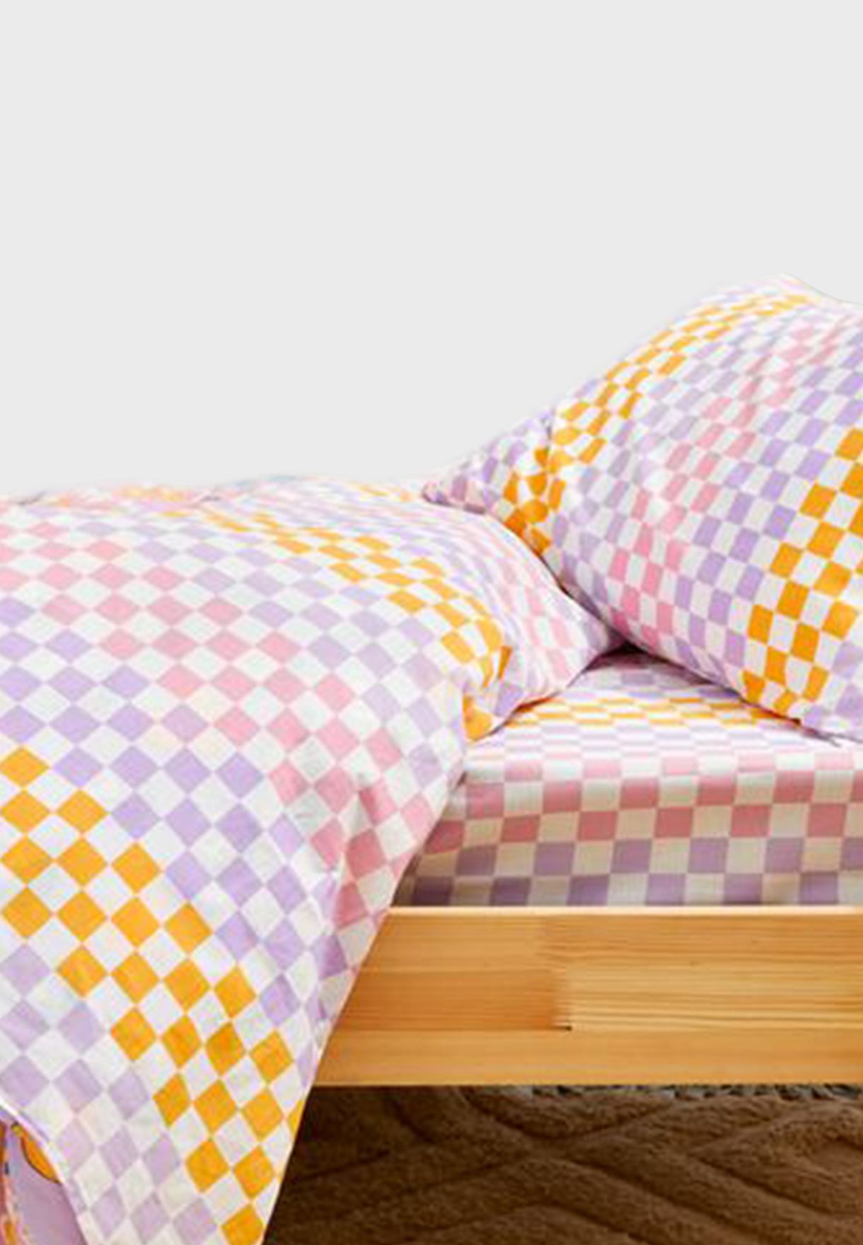 مجموعة شراشف بطبعات مربعات - سرير مفرد