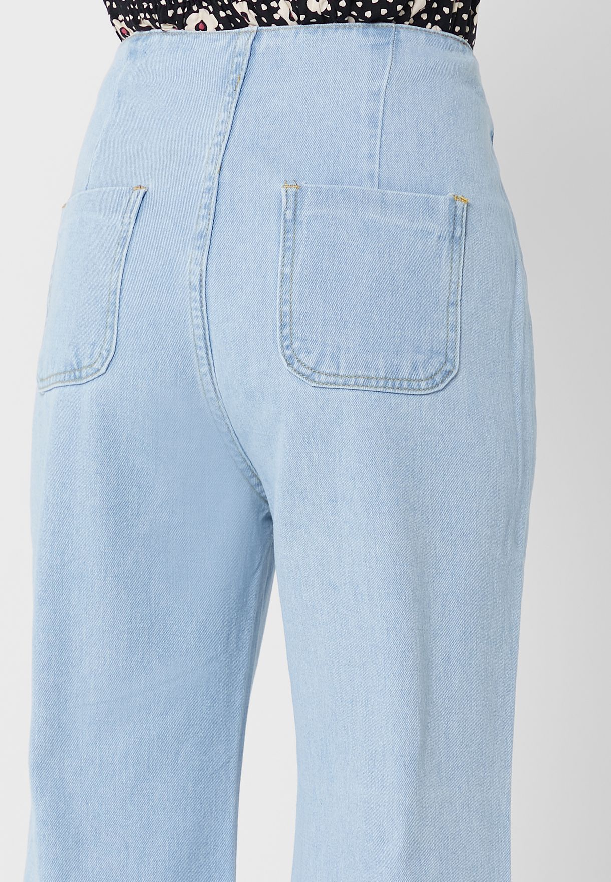 Button Detail Wide Legged Jeans