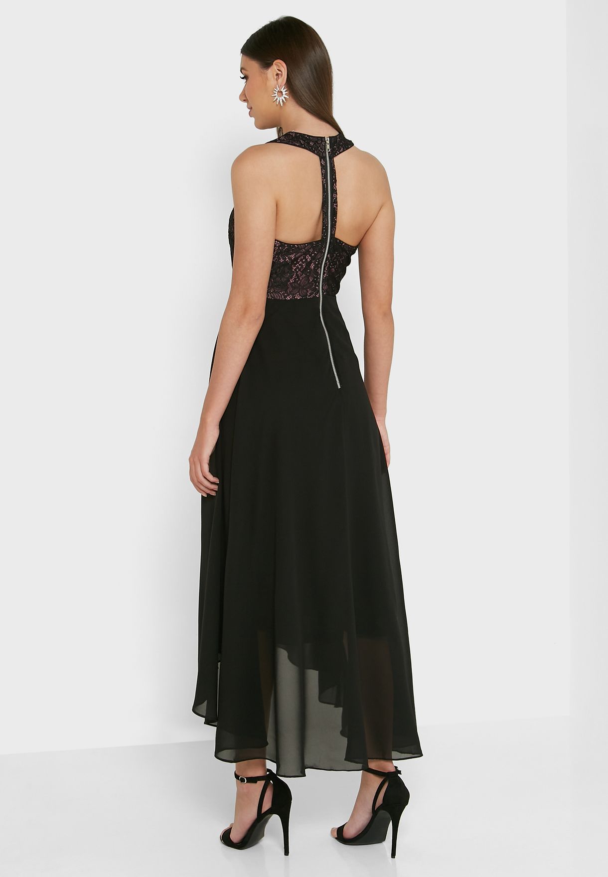Elegance At Fleek Lace Maxi Dress Lavender And Black