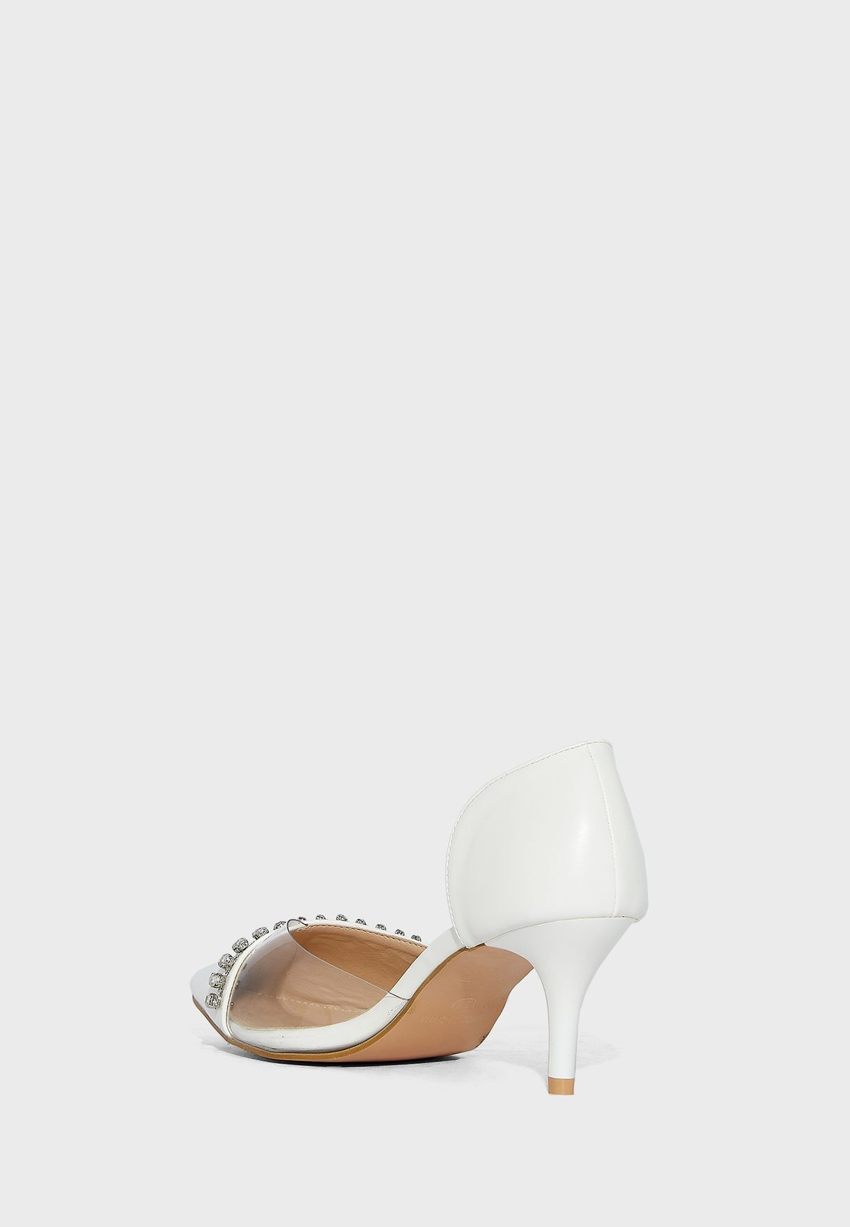 Embellished Stone Clear Detail Pointed Pump 