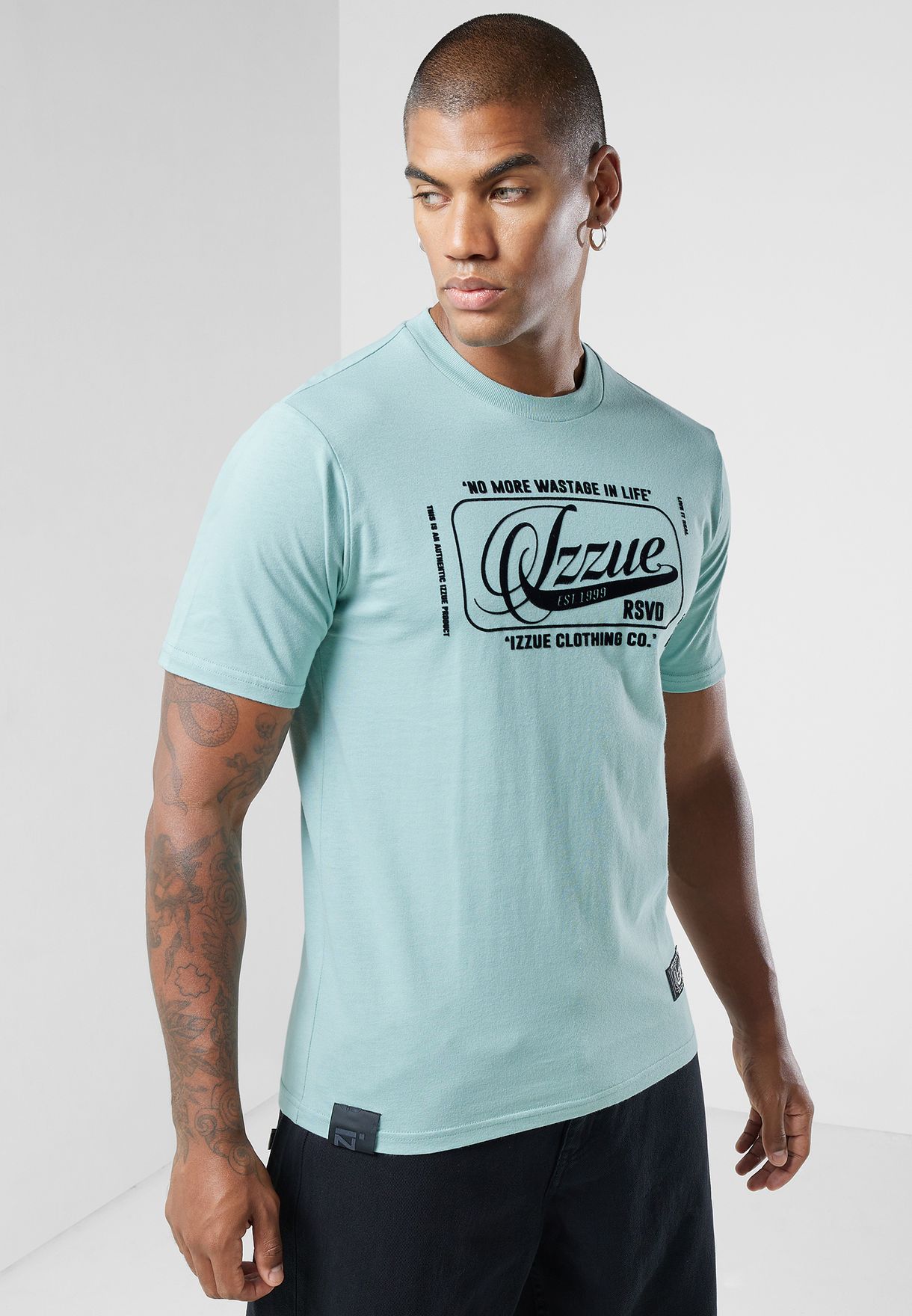 Buy Izzue green Flocking Logo T-Shirt for Men in Dubai, Abu Dhabi
