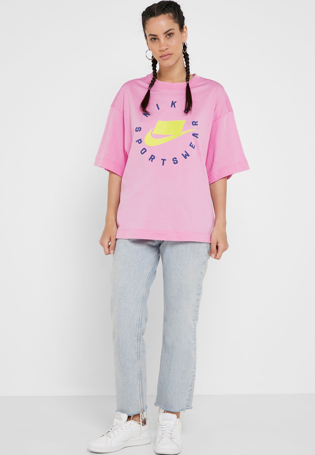 pink nike oversized t shirt