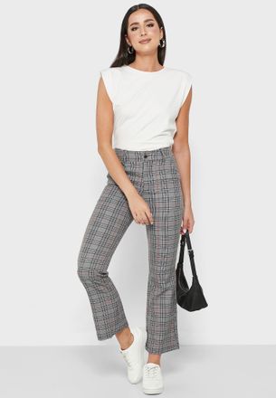 Check Wideleg Trousers  Trousers  Damartcouk