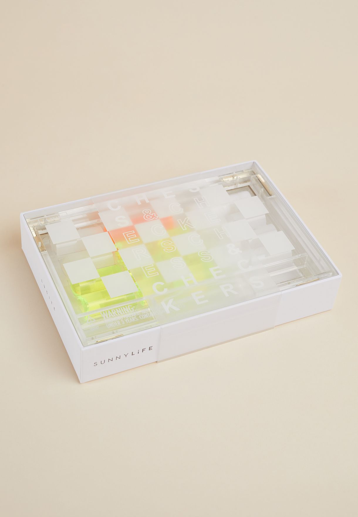 Premium Neon Lucite Mini Chess & Checkers Game