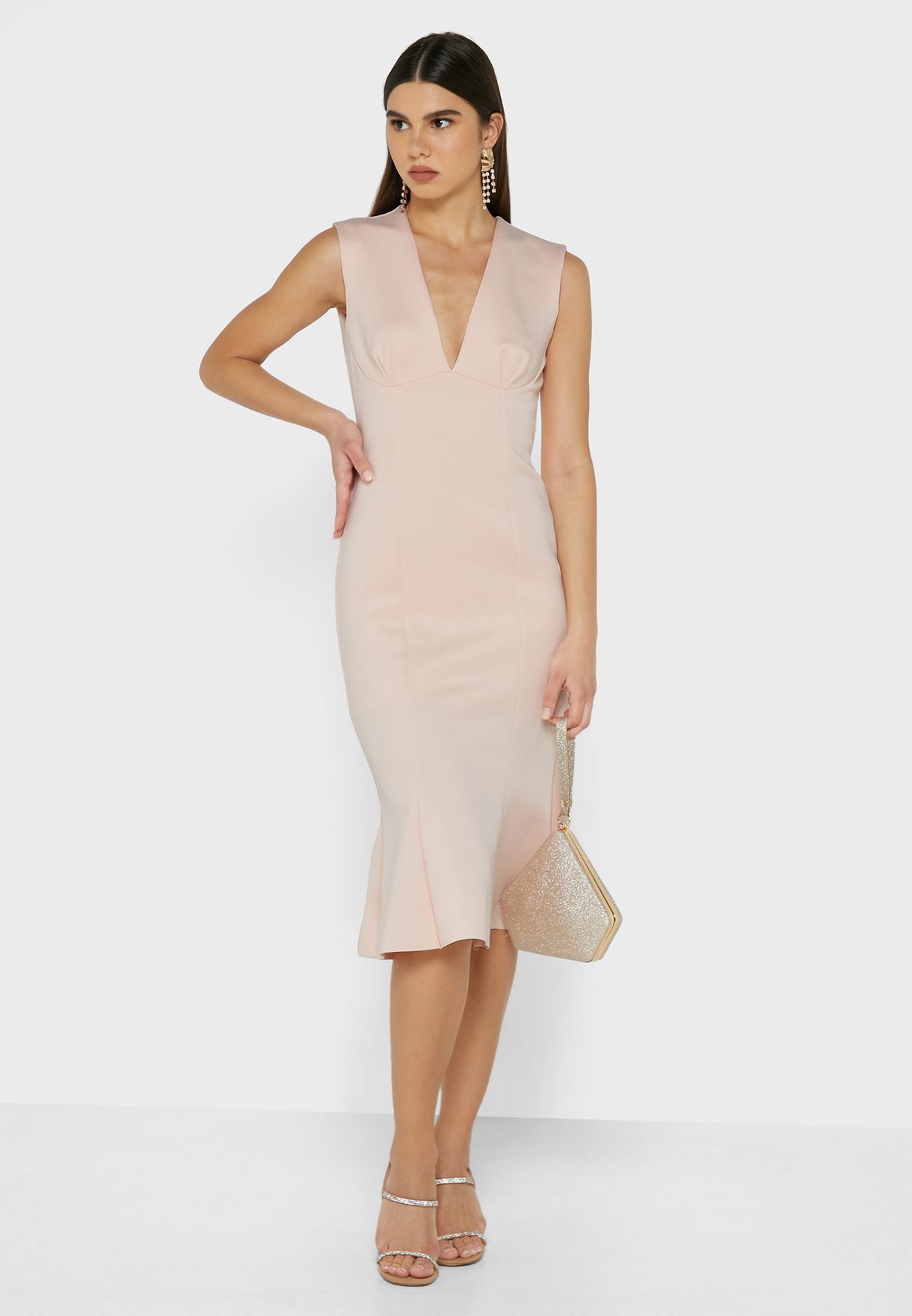 plunge peplum dress
