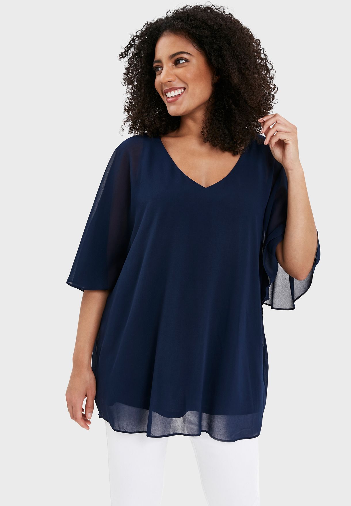 Buy Evans navy Sheer Overlay Top for Women in Riyadh, Jeddah