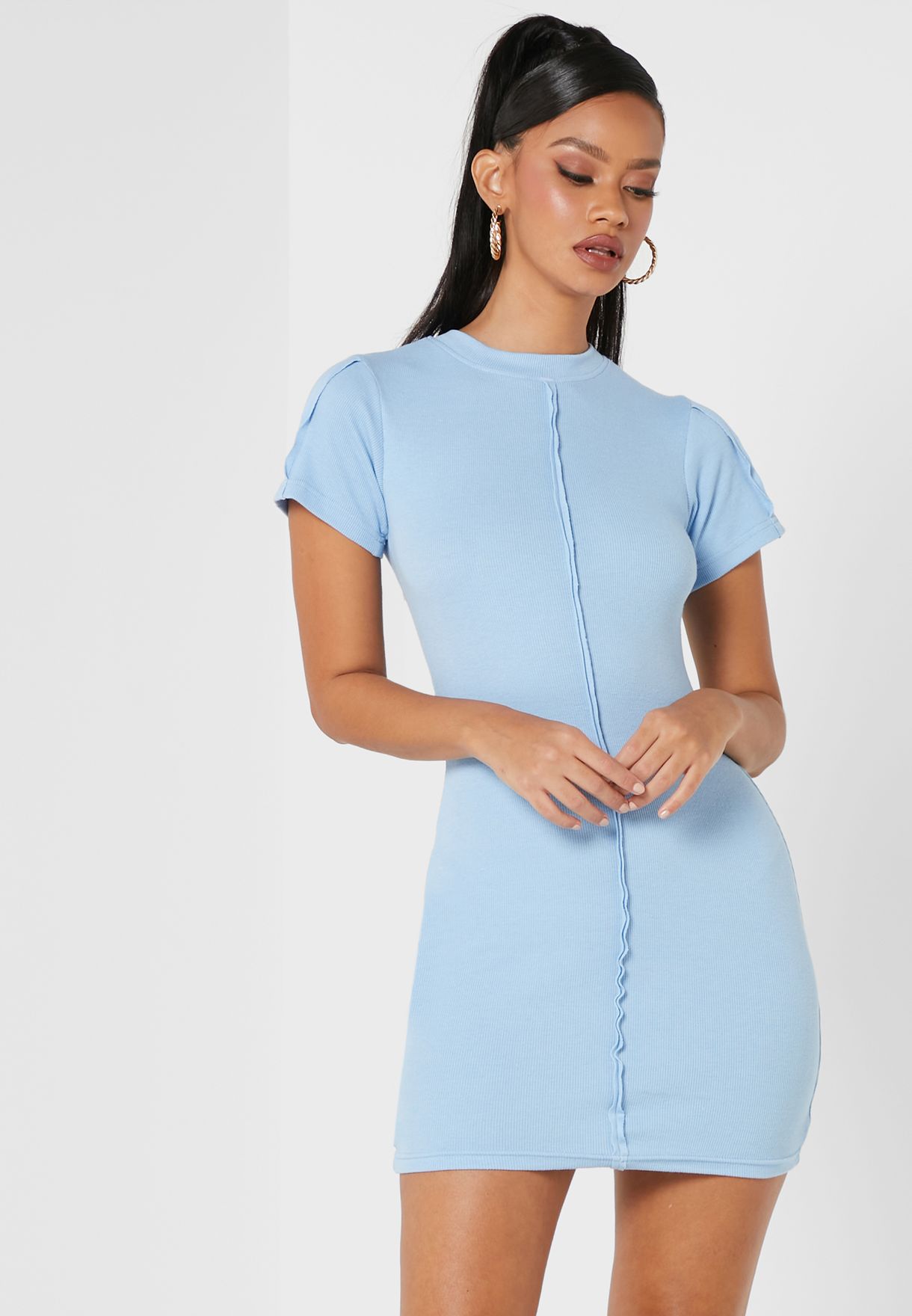 Buy Public Desire blue Exposed Seam Detail Rib Mini Dress for Women in  Dubai, Abu Dhabi