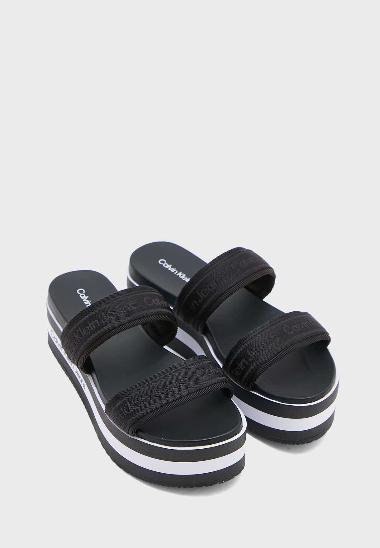Calvin Klein Jeans Two Strap Wedge Sandal In Black | atelier-yuwa.ciao.jp