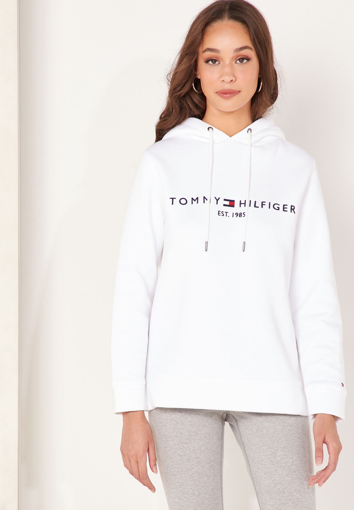 tommy hilfiger white hoodie women's