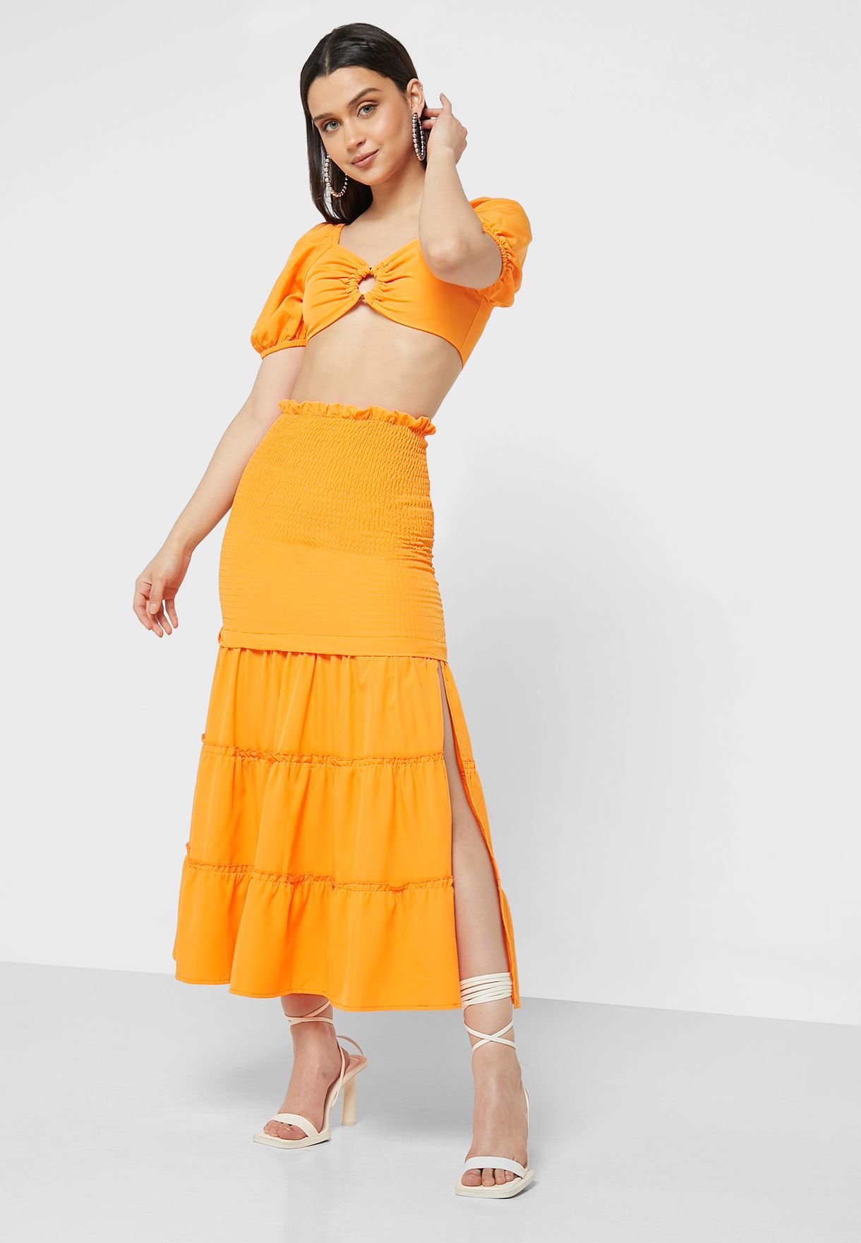 Tiered Skirt With Top Set