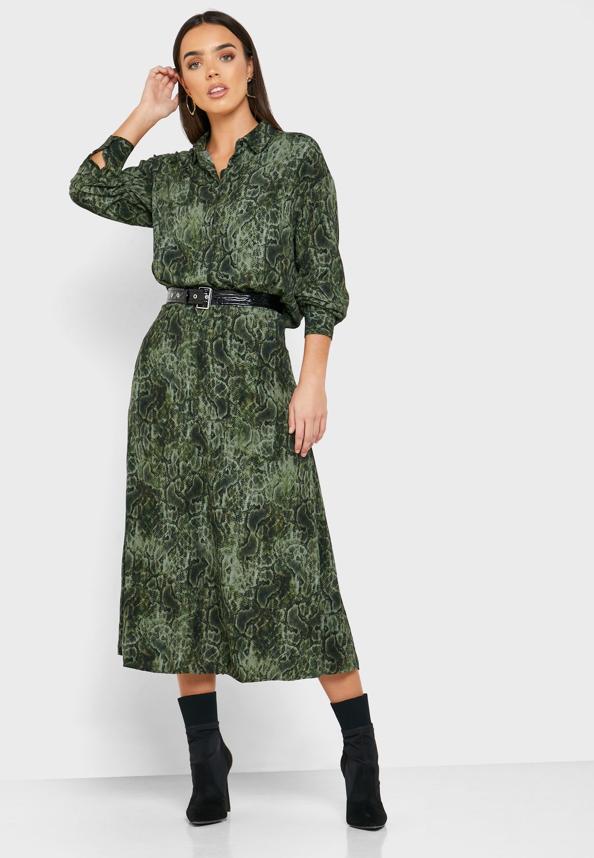 mango snake print shirt dress