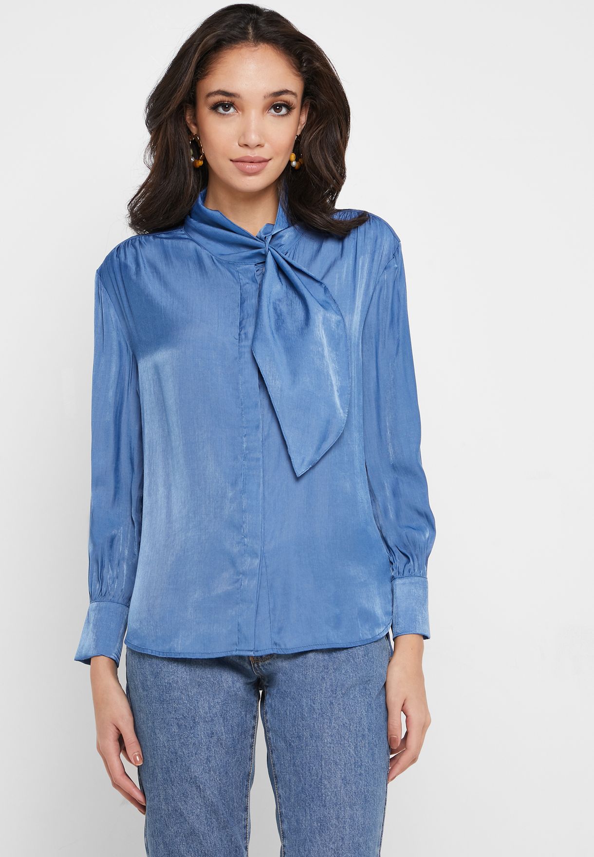 Buy Iconic blue Cowl Neck Shirt for Women in MENA, Worldwide