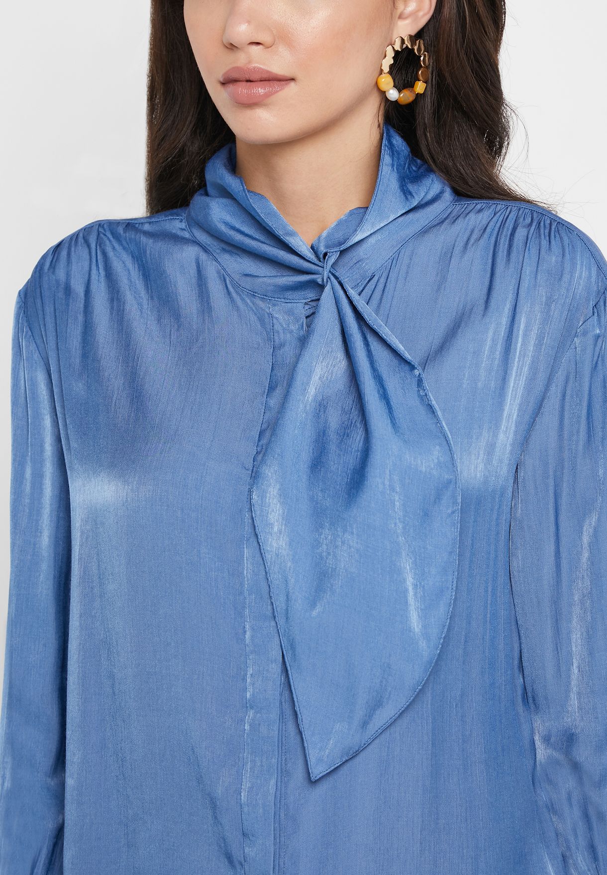 Buy Iconic blue Cowl Neck Shirt for Women in MENA, Worldwide