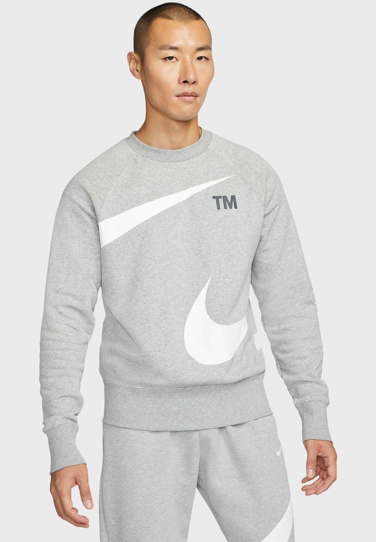 nike grey swoosh sweatshirt