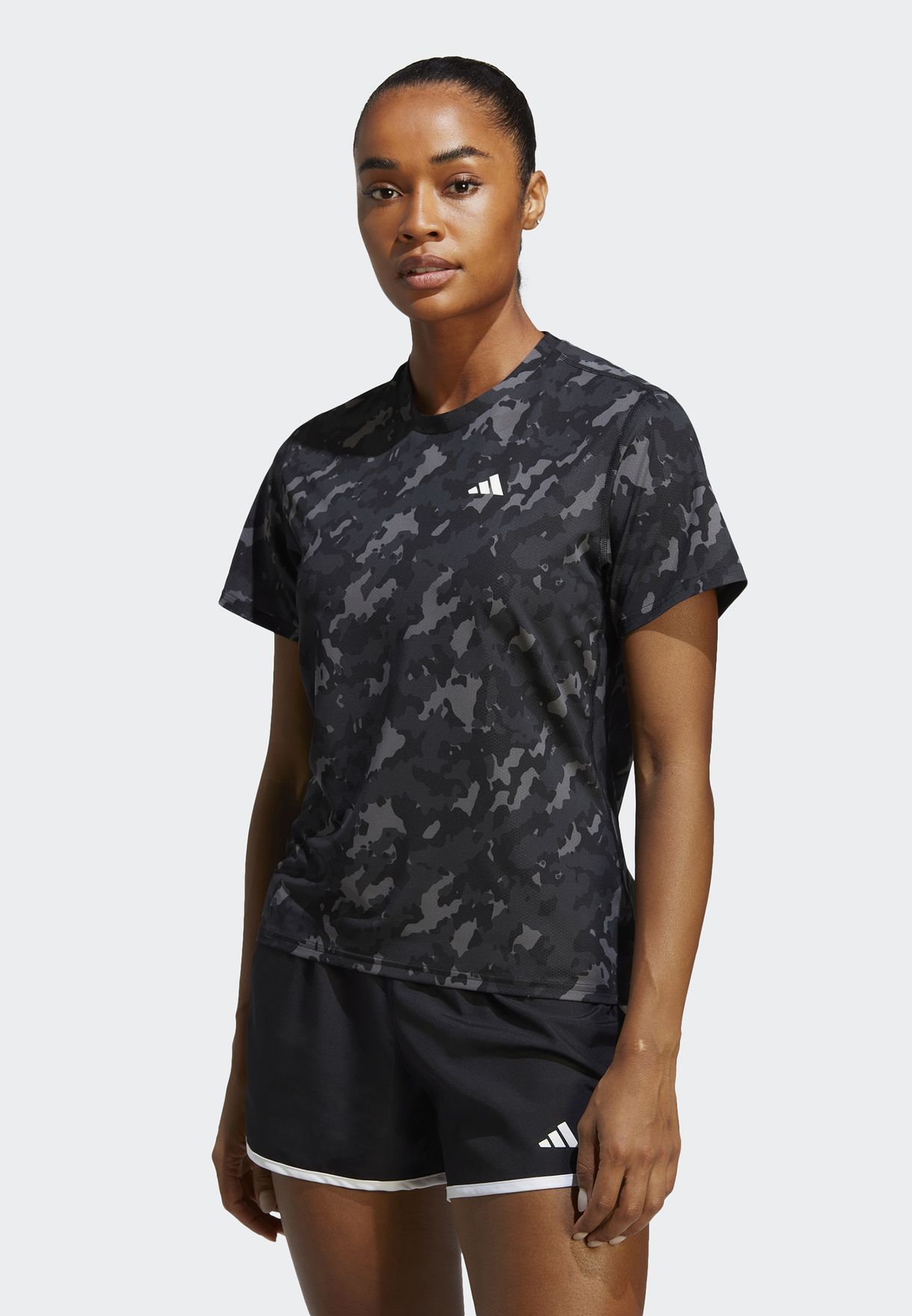 Buy adidas black Own The Run Camo Running T-Shirt for Women in Doha ...
