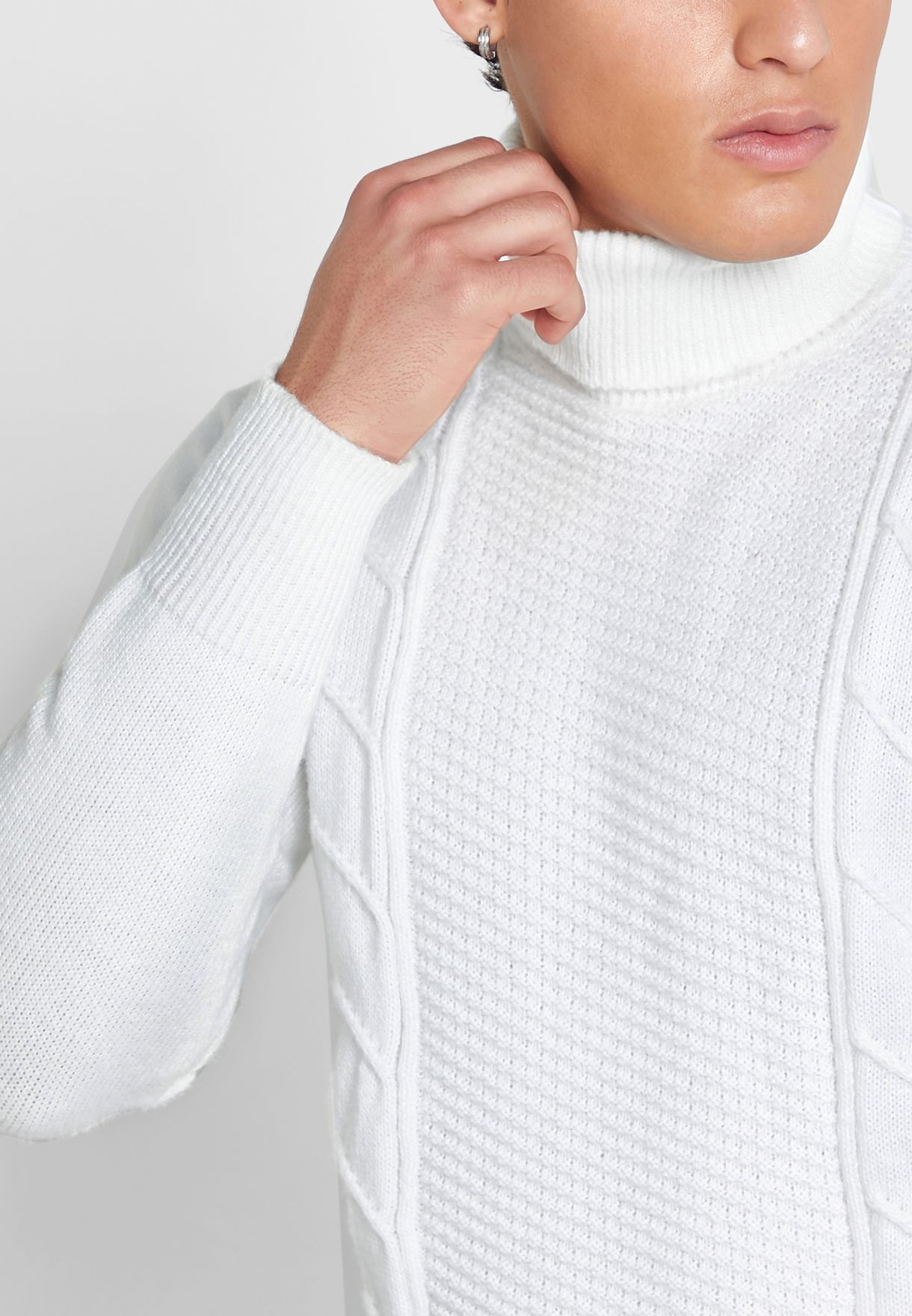 Cable Knit Roll Neck