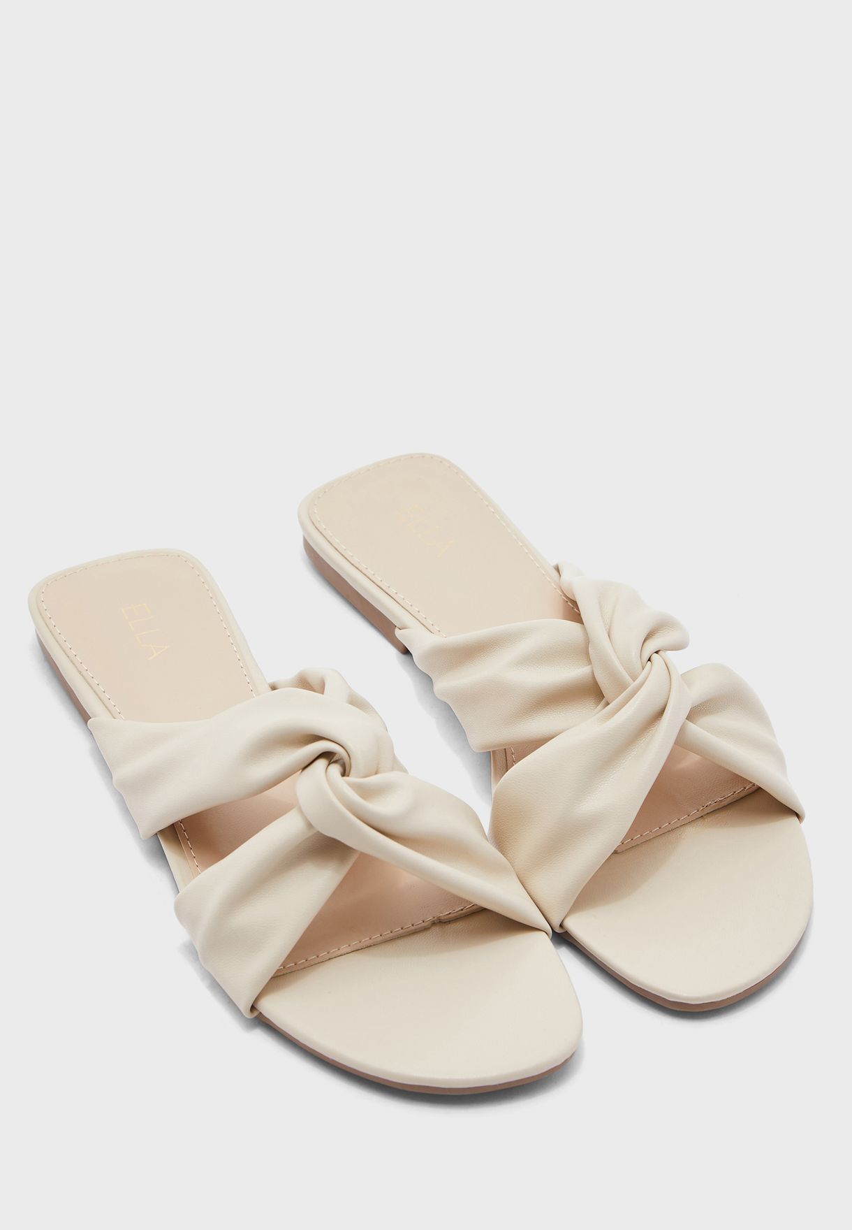 Buy Ella beige Soft Strap Flat Sandals 